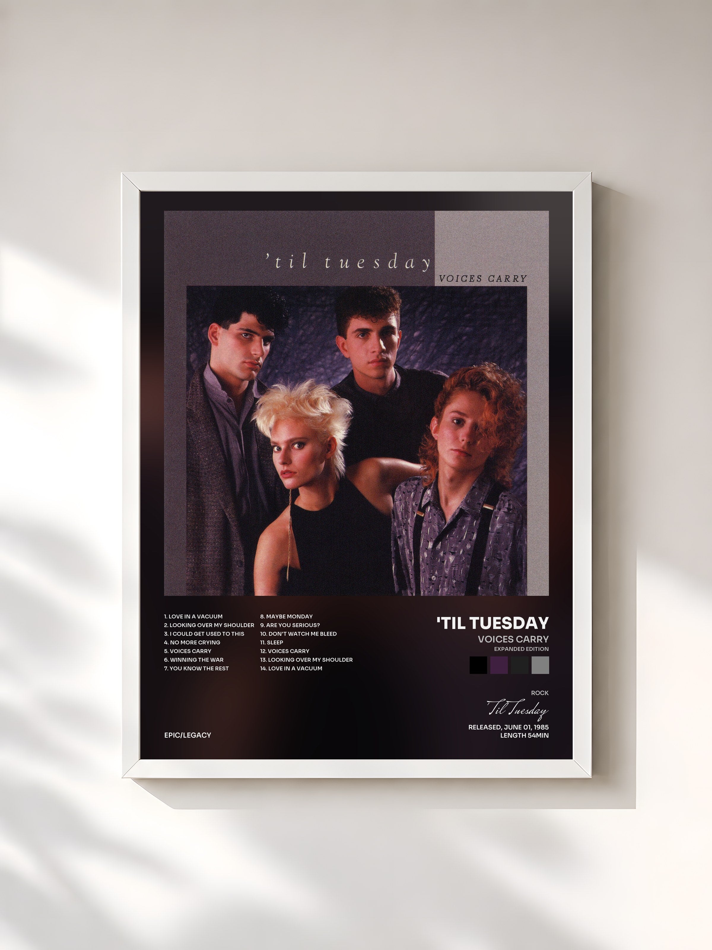 #blanc Tableau de l'album Voices Carry (Expanded Edition) de 'Til Tuesday, cadre blanc, imprimé et encadré en France