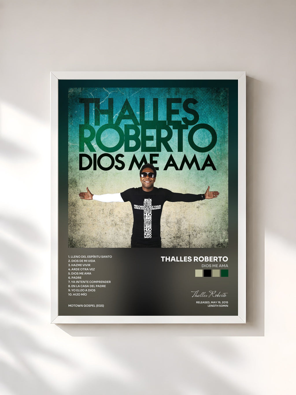 #blanc Dios Me Ama de Thalles Roberto en lámina enmarcada, marco blanco, impresa y enmarcada en Francia