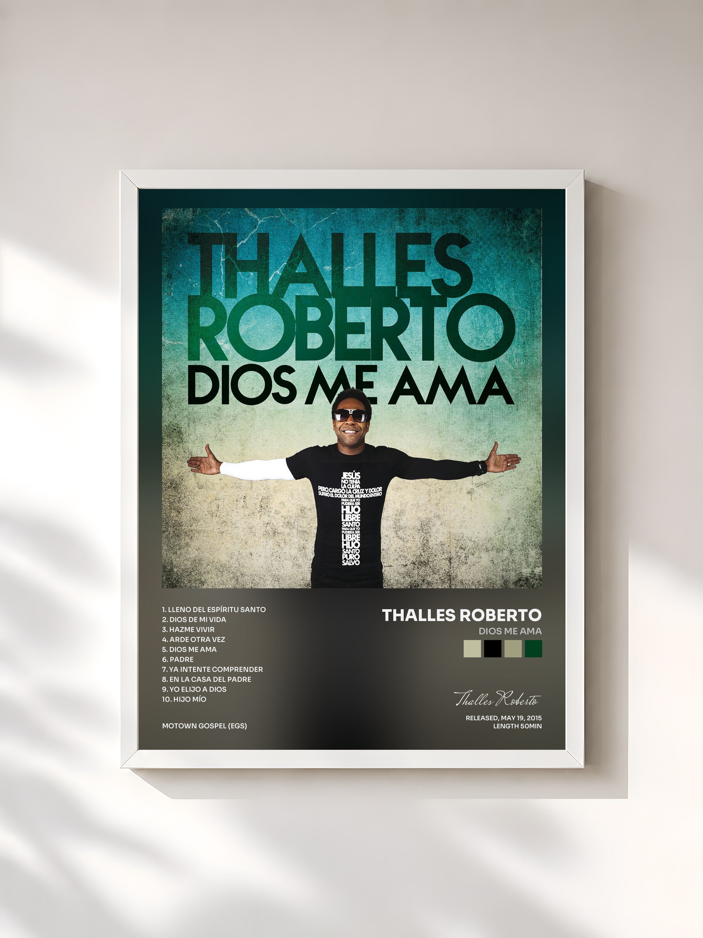 #blanc Tableau de l'album Dios Me Ama de Thalles Roberto, cadre blanc, imprimé et encadré en France