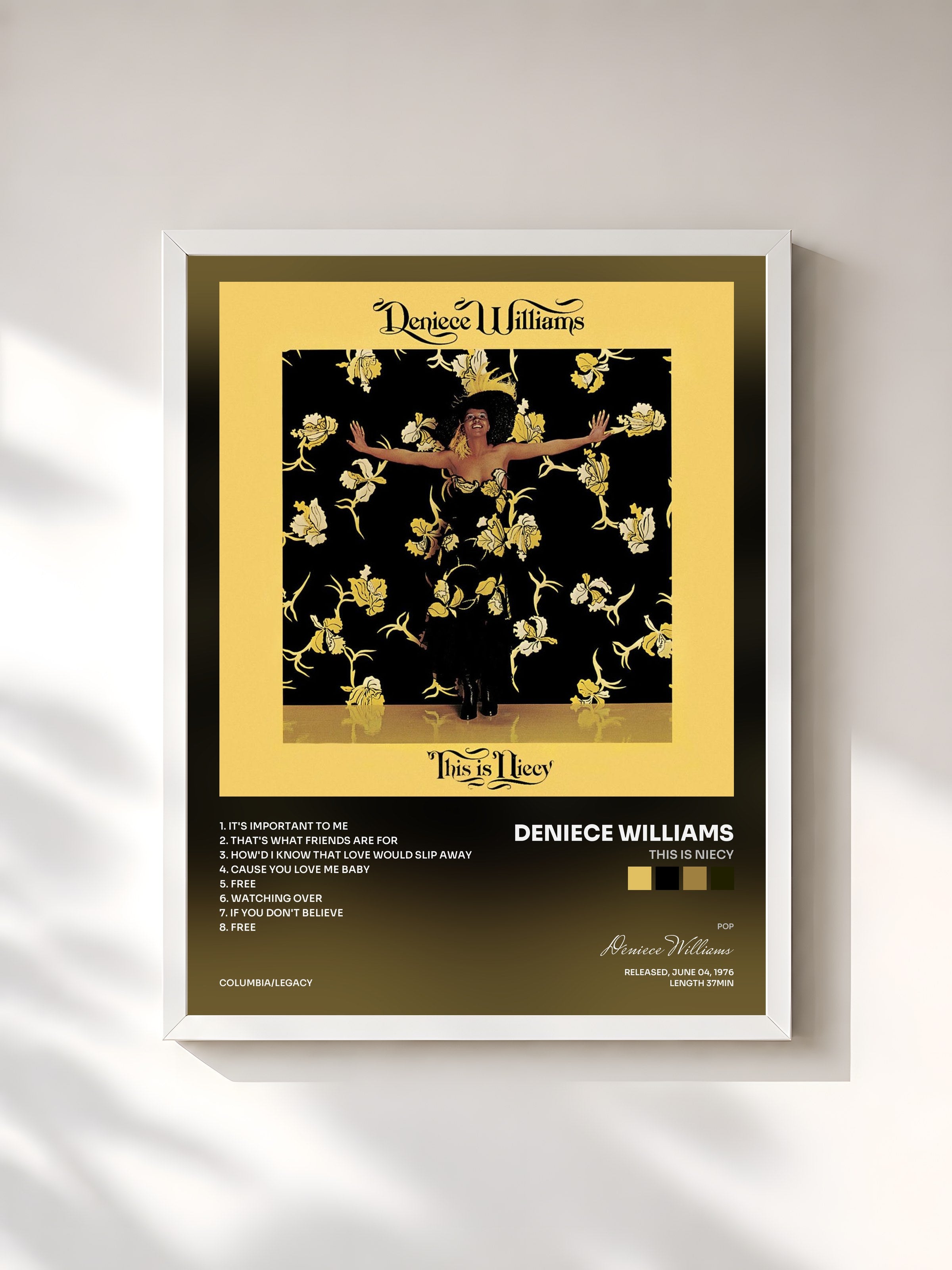#blanc Tableau de l'album This is Niecy de Deniece Williams, cadre blanc, imprimé et encadré en France