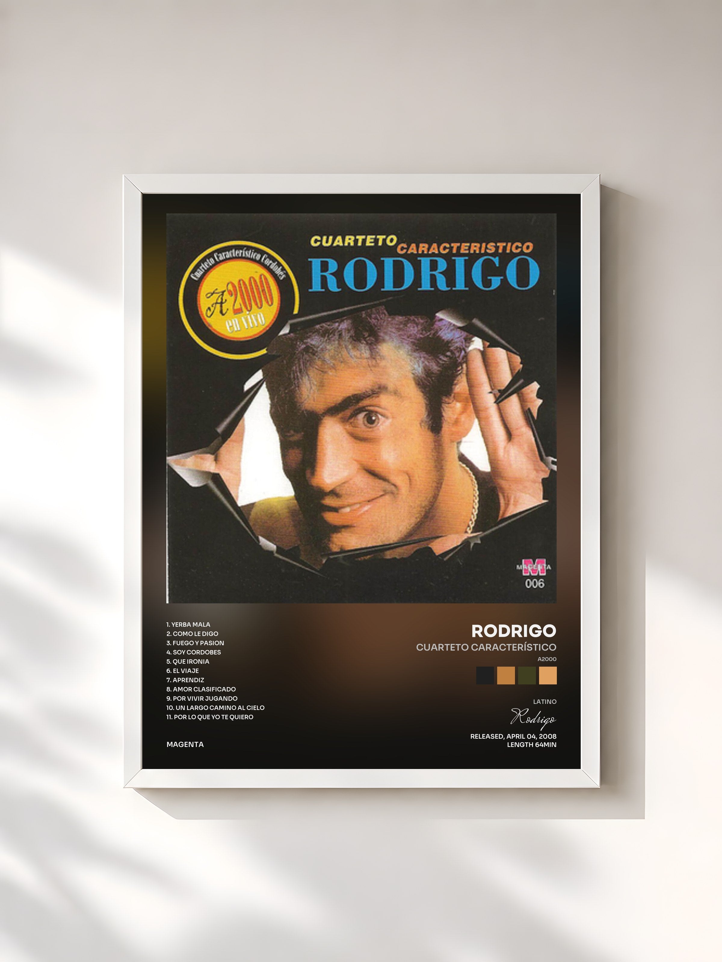 #blanc Tableau de l'album Cuarteto Característico (A2000) de Rodrigo, cadre blanc, imprimé et encadré en France