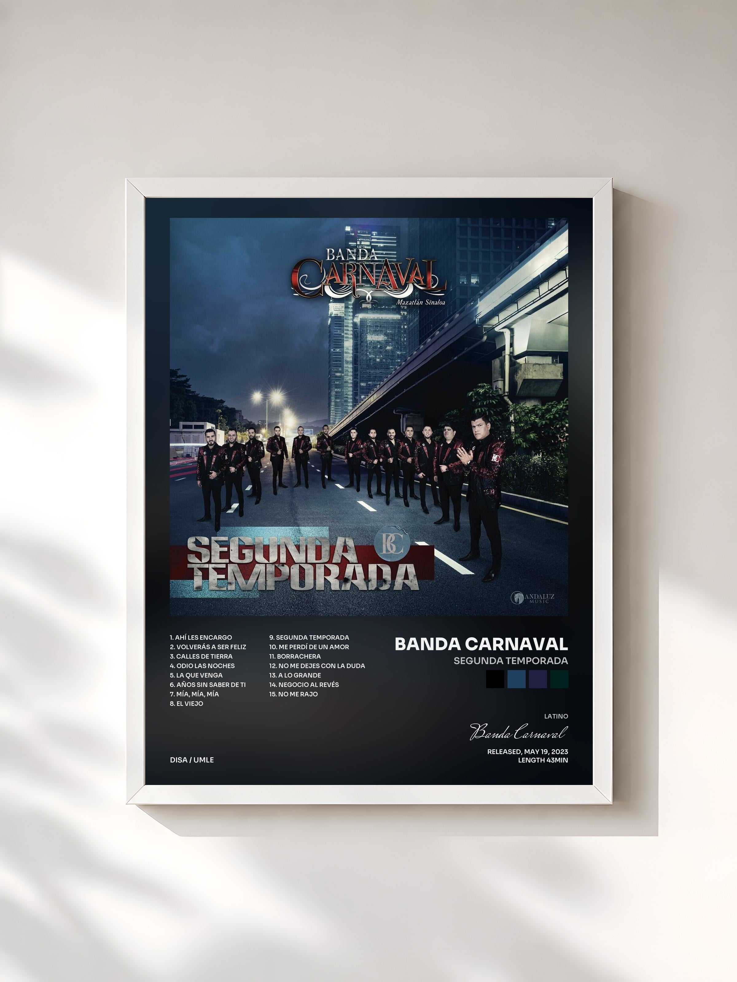#blanc Tableau de l'album Segunda Temporada de Banda Carnaval, cadre blanc, imprimé et encadré en France