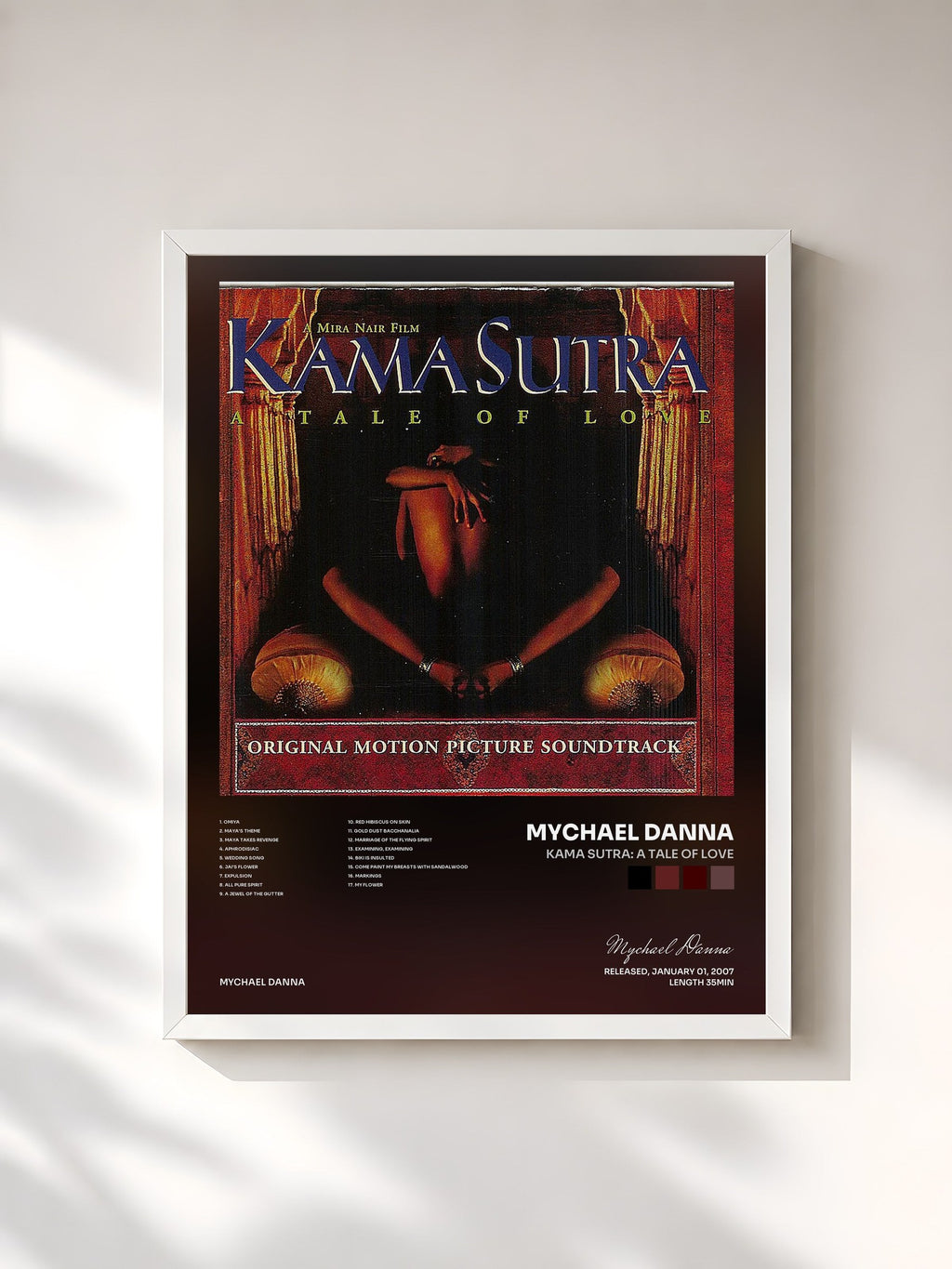 #blanc Kama Sutra: A Tale Of Love di Mychael Danna in stampa incorniciata, cornice bianca, stampata e incorniciata in Francia