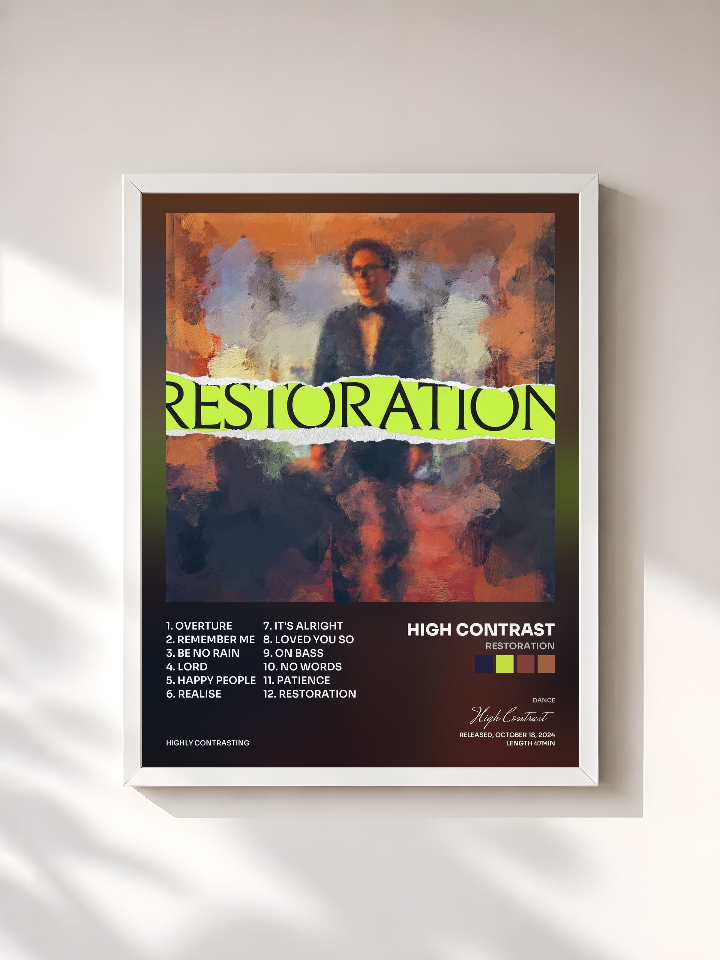 #blanc Tableau de l'album Restoration de High Contrast, cadre blanc, imprimé et encadré en France