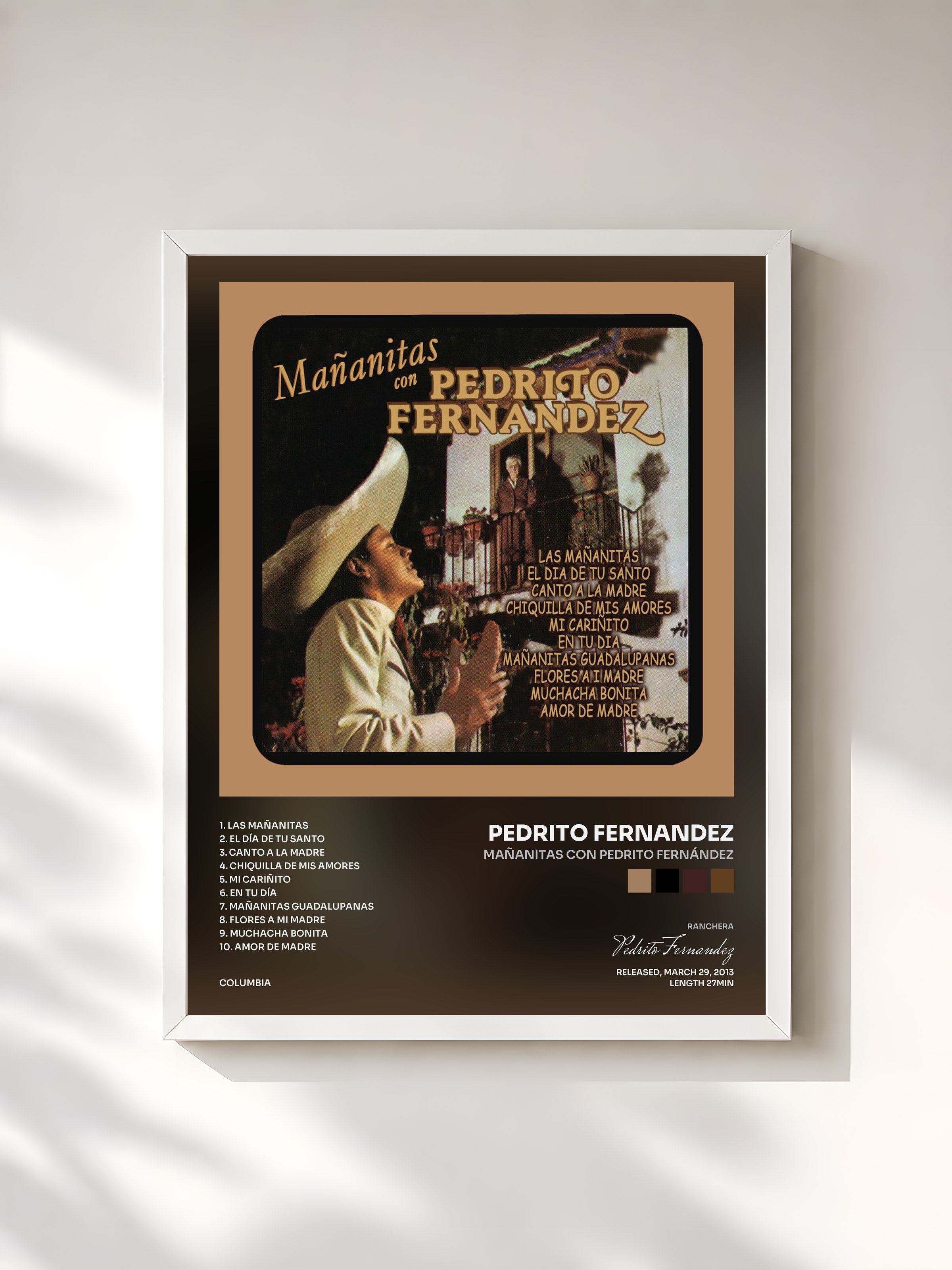 #blanc Tableau de l'album Mañanitas Con Pedrito Fernández de Pedrito Fernandez, cadre blanc, imprimé et encadré en France