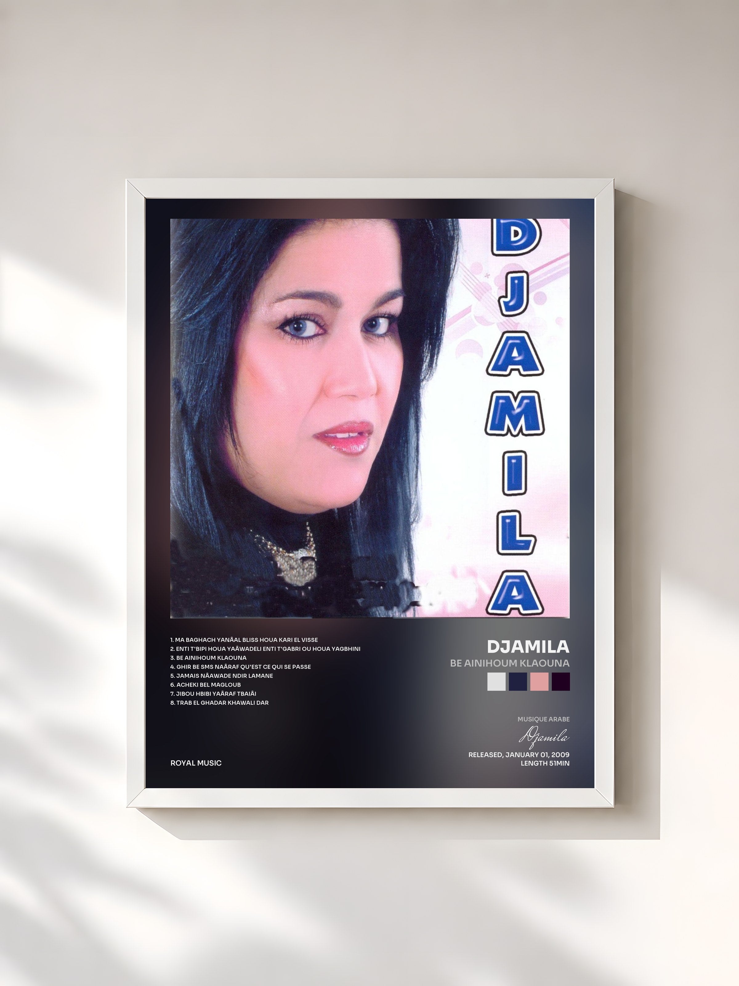 #blanc Tableau de l'album Be ainihoum klaouna de Djamila, cadre blanc, imprimé et encadré en France
