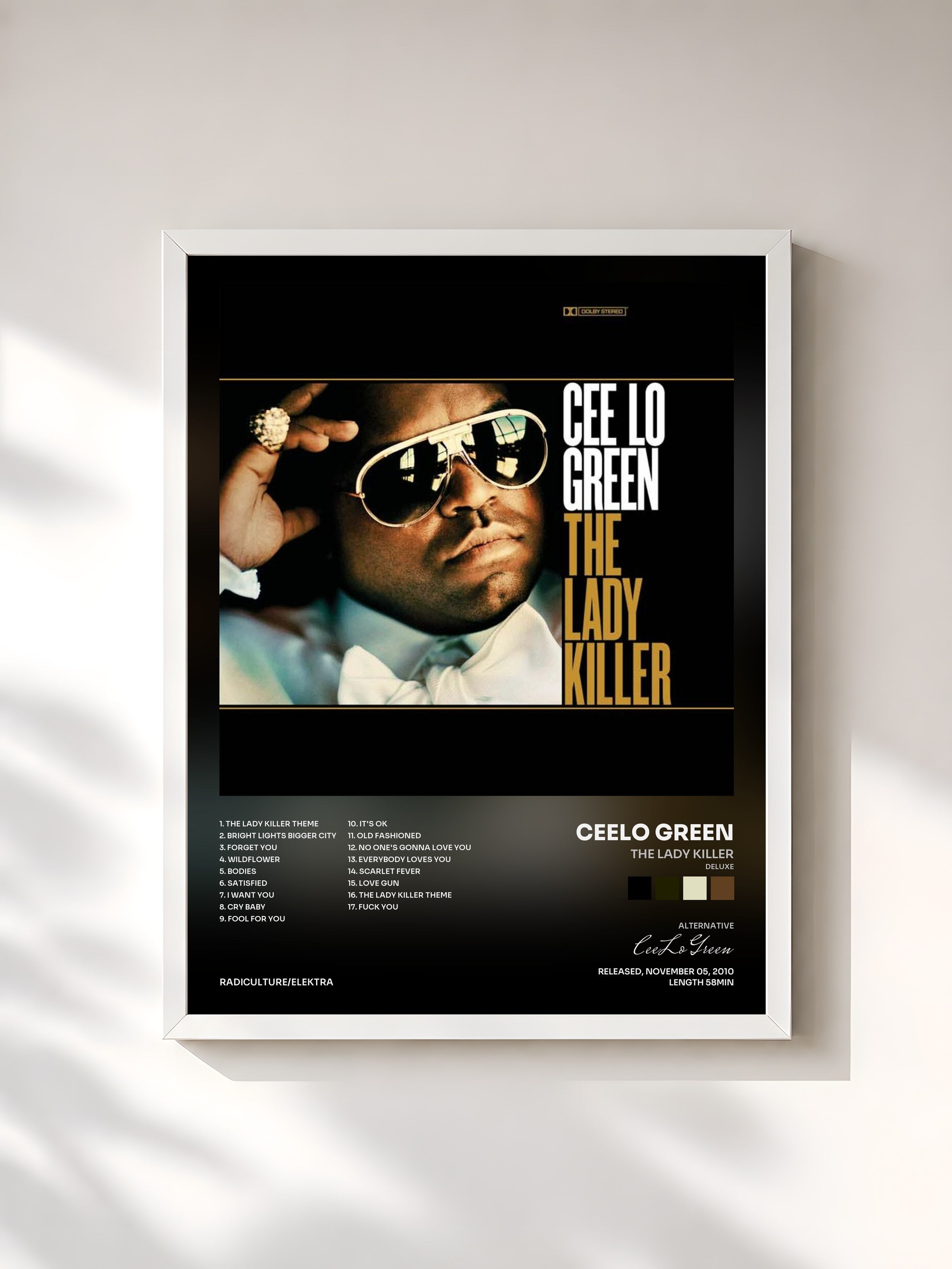 #blanc Tableau de l'album The Lady Killer (Deluxe) de CeeLo Green, cadre blanc, imprimé et encadré en France
