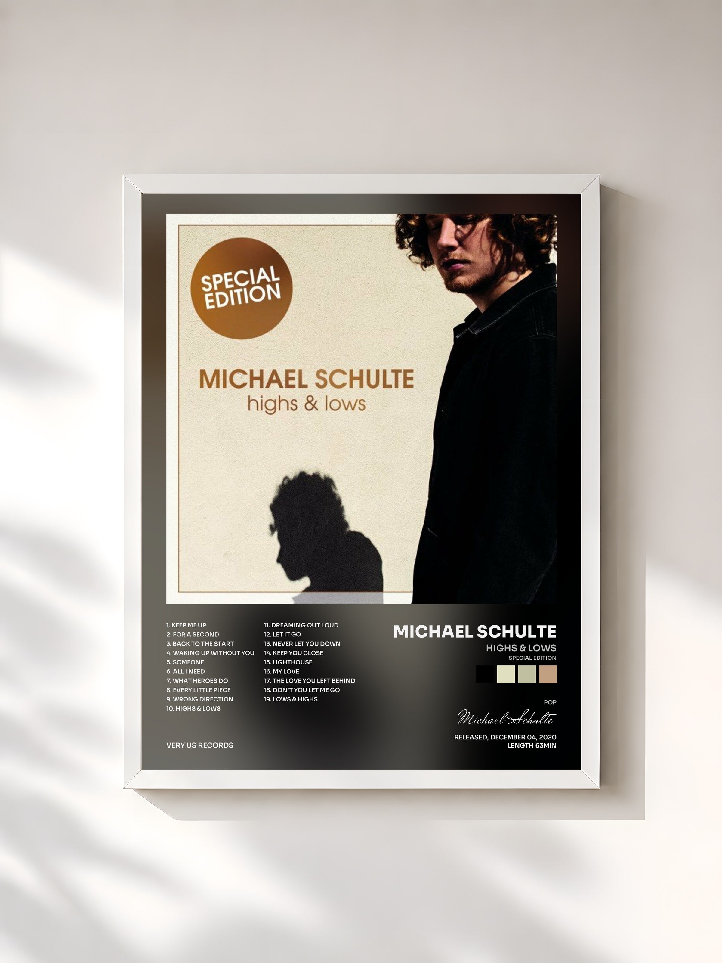 #blanc Tableau de l'album Highs & Lows (Special Edition) de Michael Schulte, cadre blanc, imprimé et encadré en France