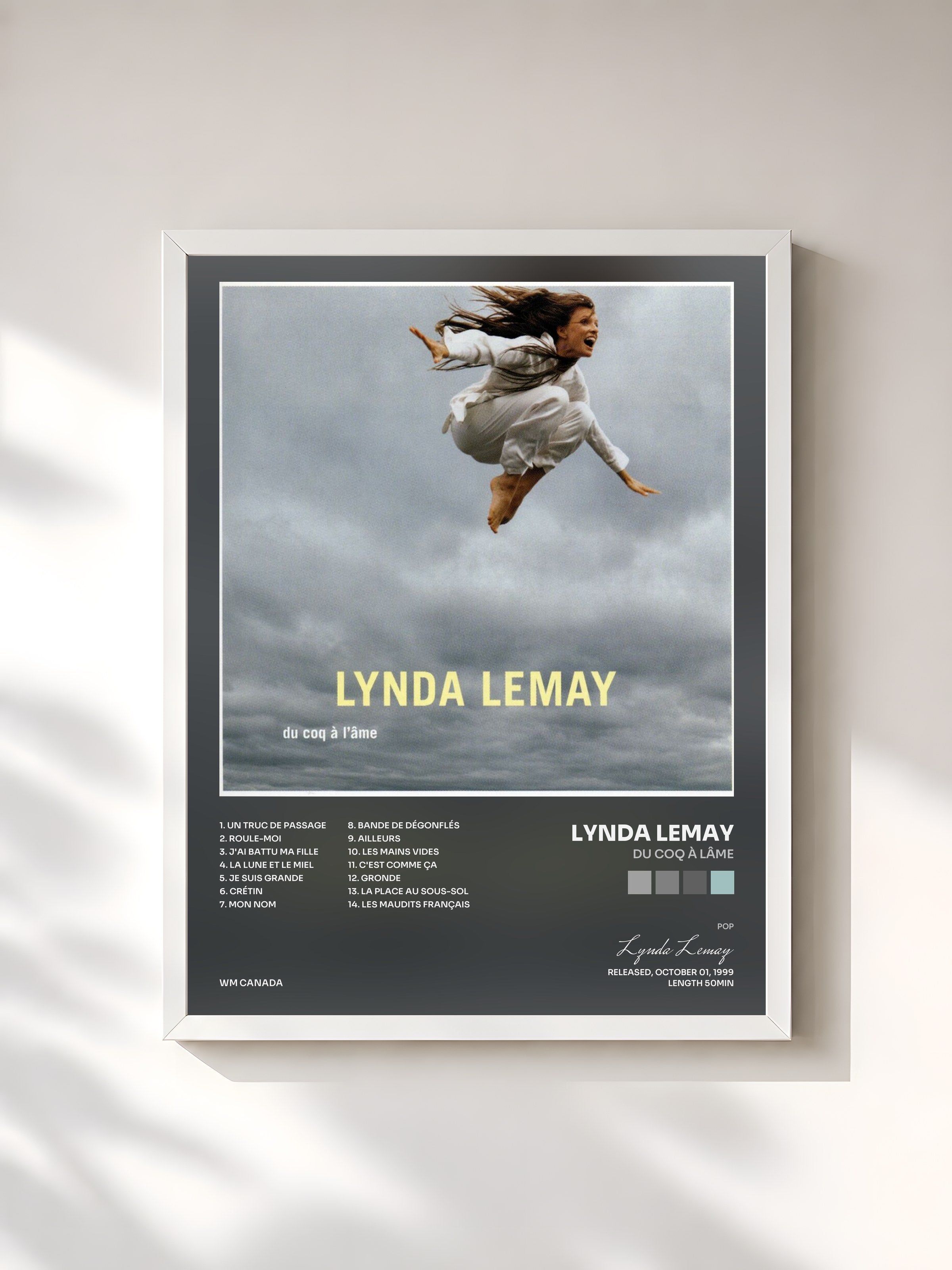 #blanc Tableau de l'album Du coq à lâme de Lynda Lemay, cadre blanc, imprimé et encadré en France