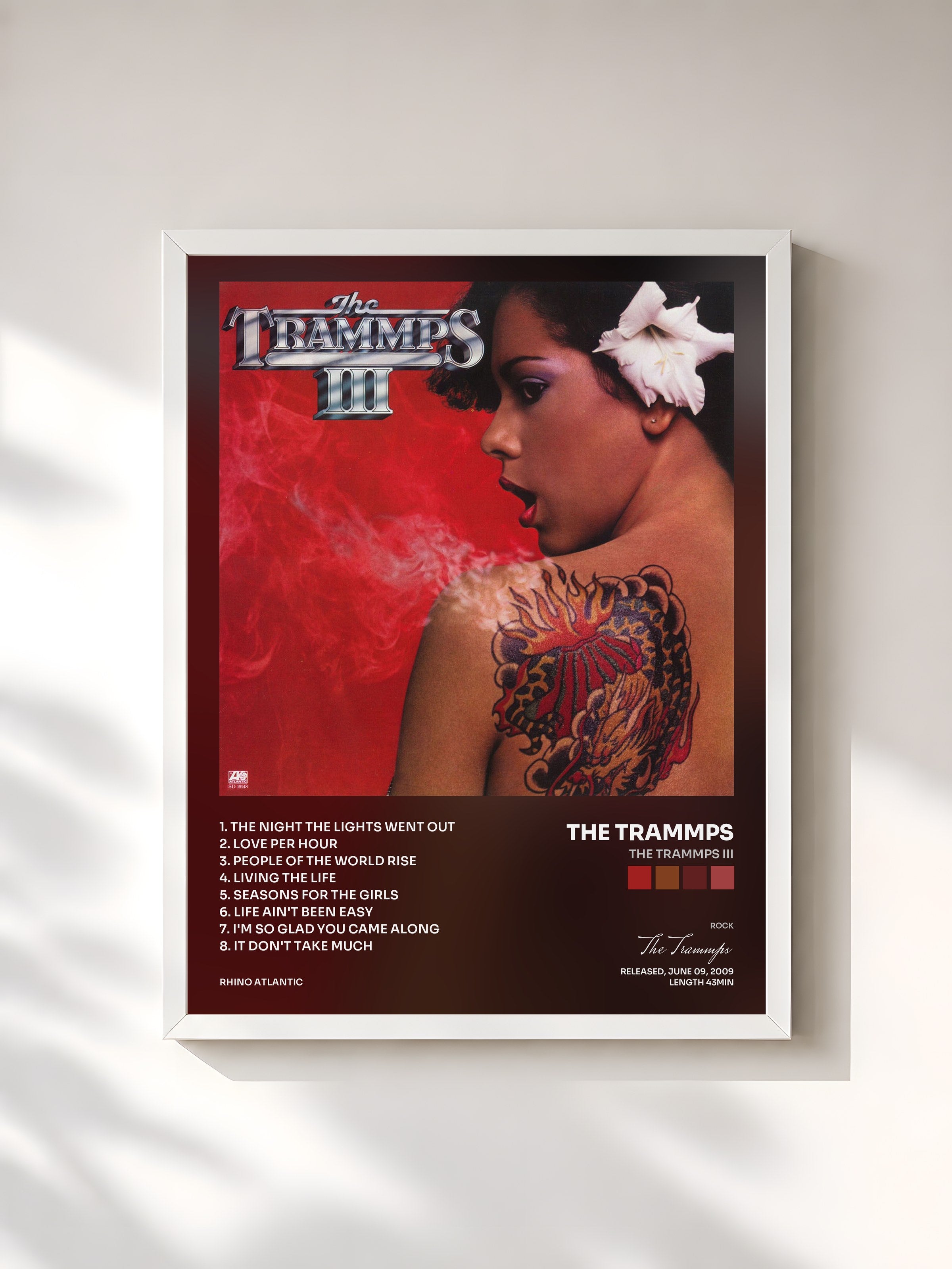 #blanc Tableau de l'album The Trammps III de The Trammps, cadre blanc, imprimé et encadré en France