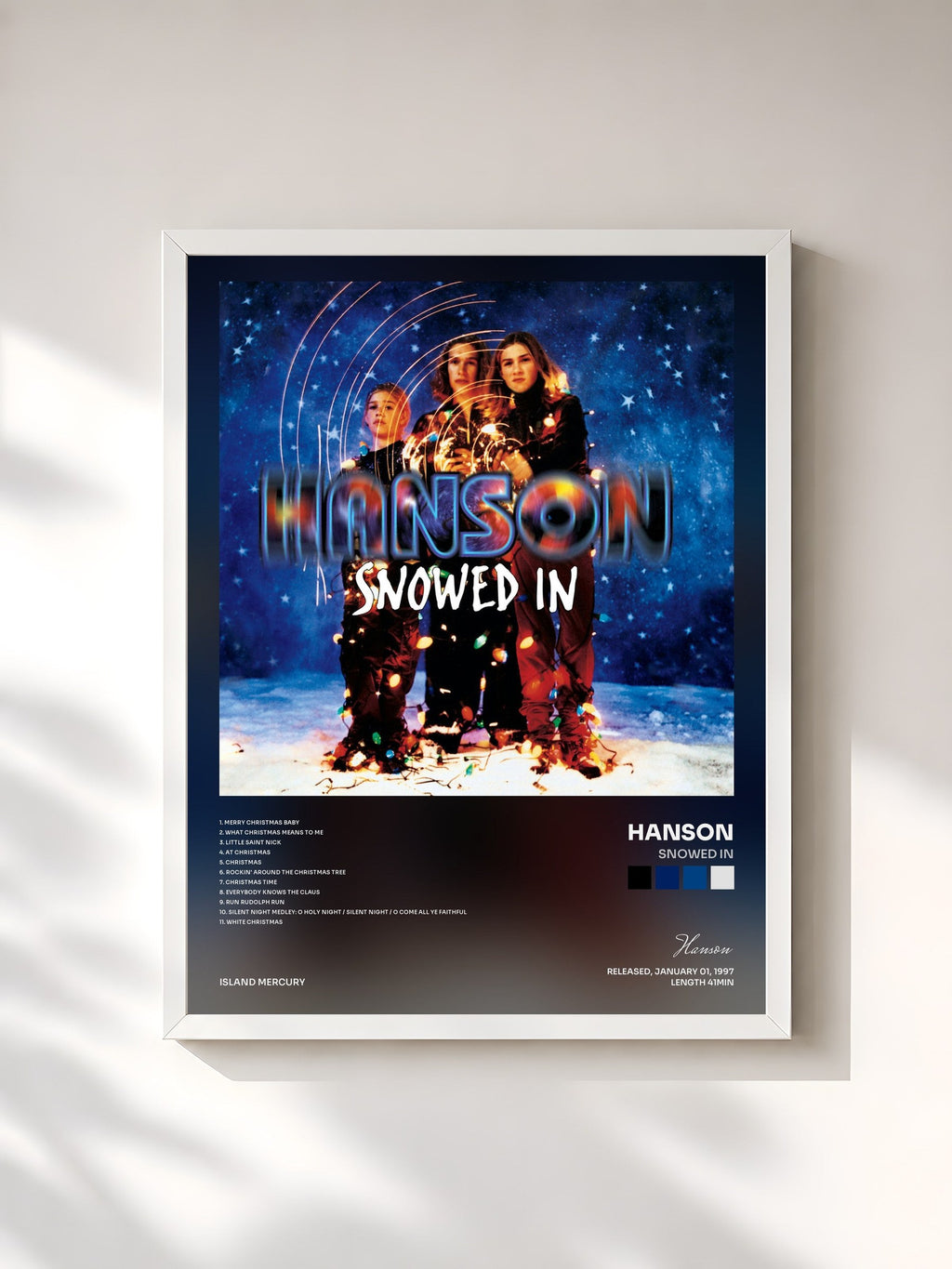 #blanc Tableau de l'album Snowed In de Hanson, cadre blanc, imprimé et encadré en France