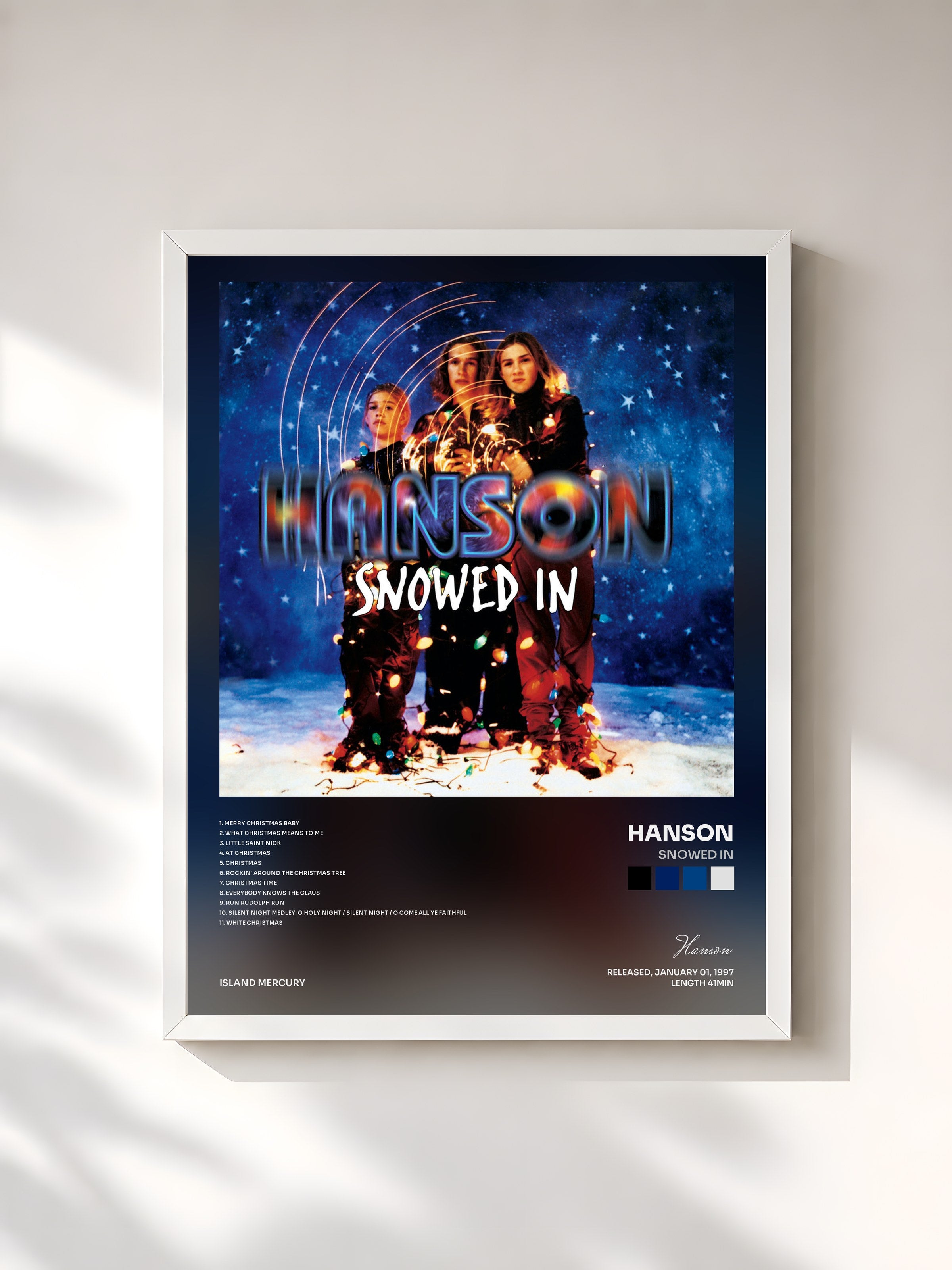 #blanc Tableau de l'album Snowed In de Hanson, cadre blanc, imprimé et encadré en France