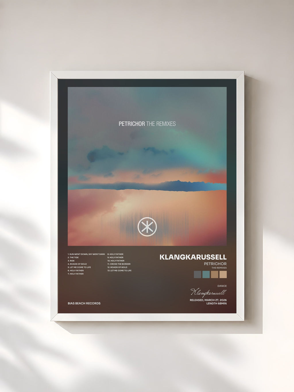 #blanc Petrichor (The Remixes) by Klangkarussell as a framed art print, white frame, printed and framed in France