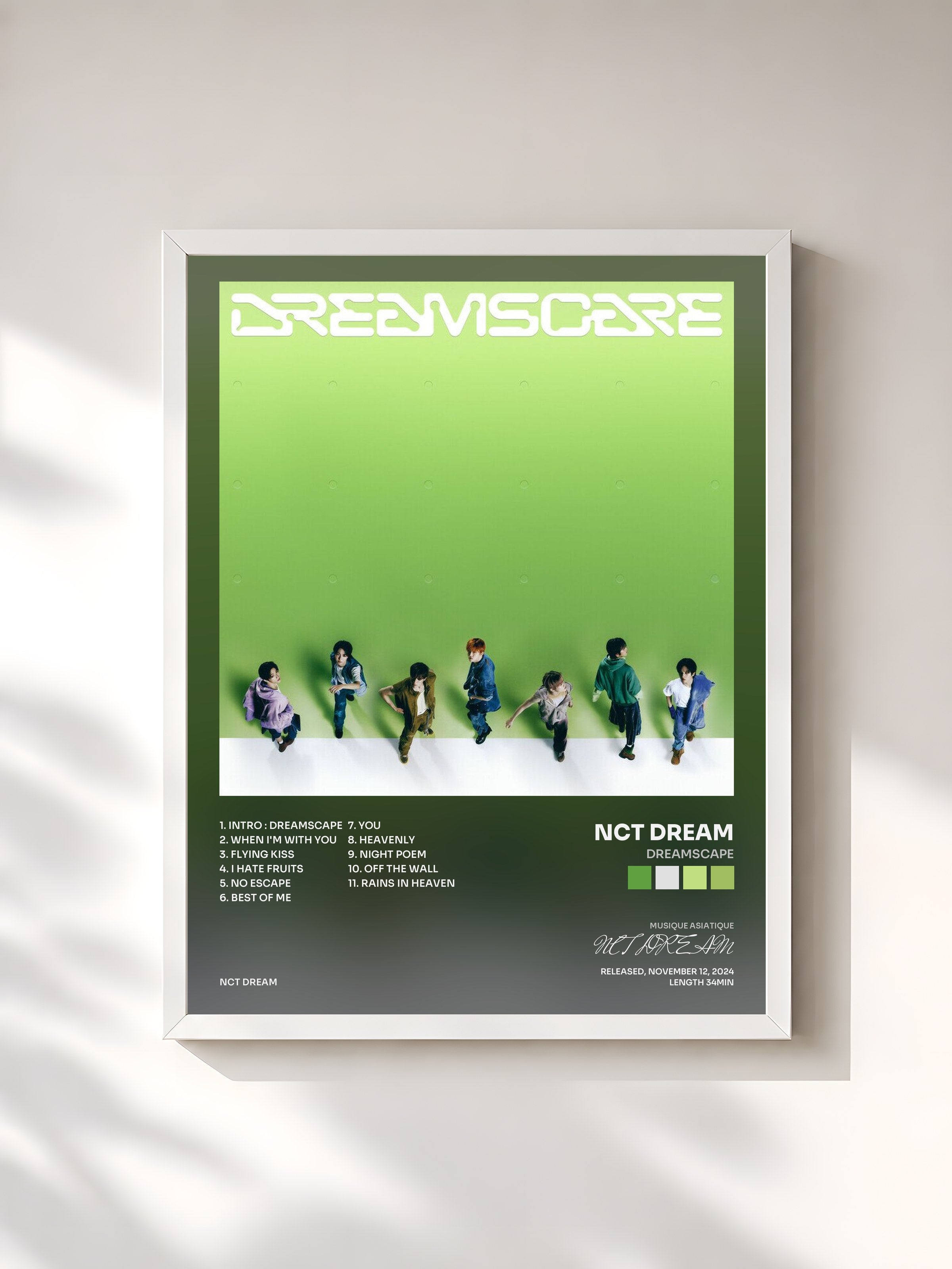 #blanc Tableau de l'album DREAMSCAPE de NCT DREAM, cadre blanc, imprimé et encadré en France