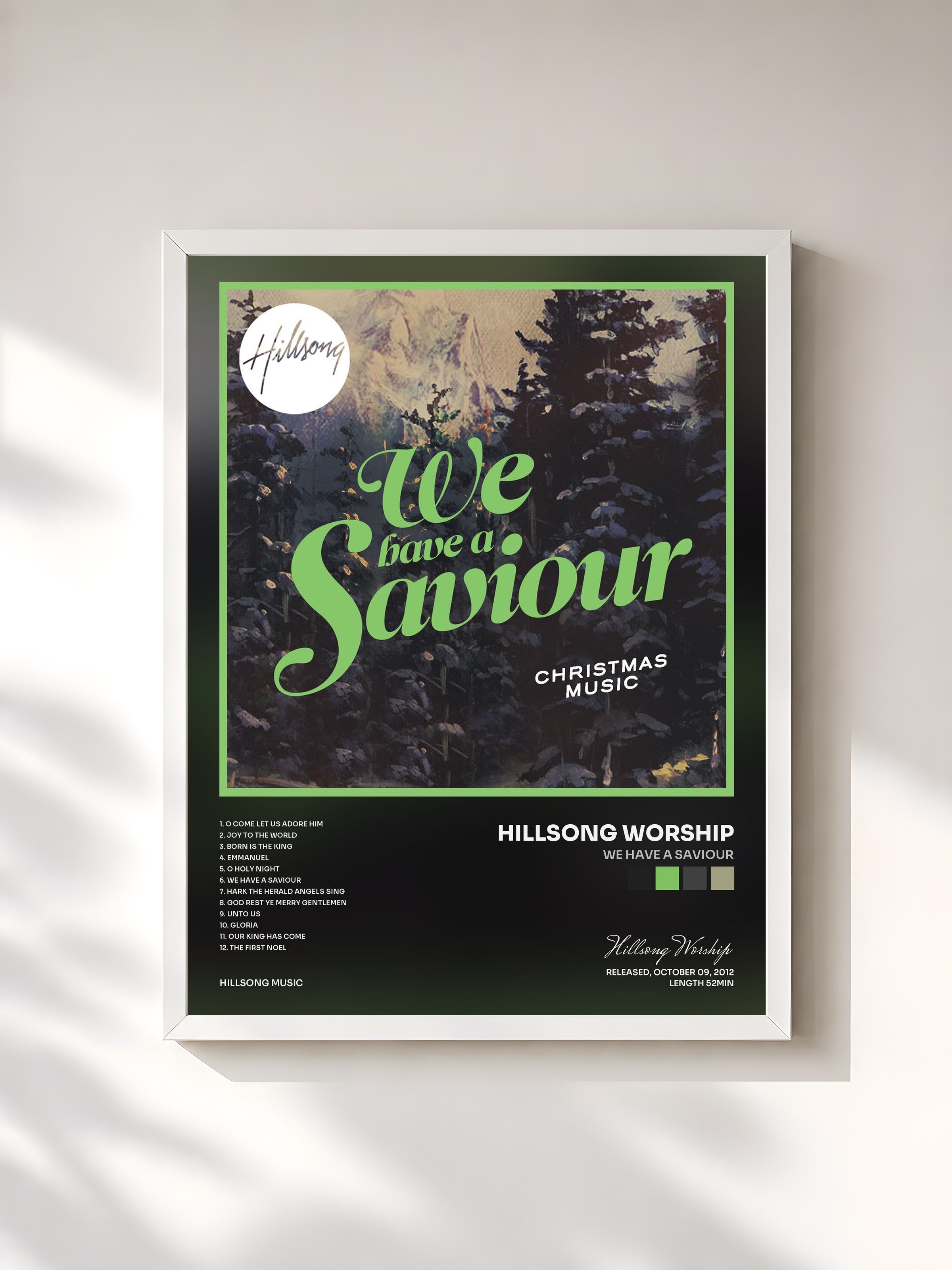 #blanc Tableau de l'album We Have a Saviour de Hillsong Worship, cadre blanc, imprimé et encadré en France