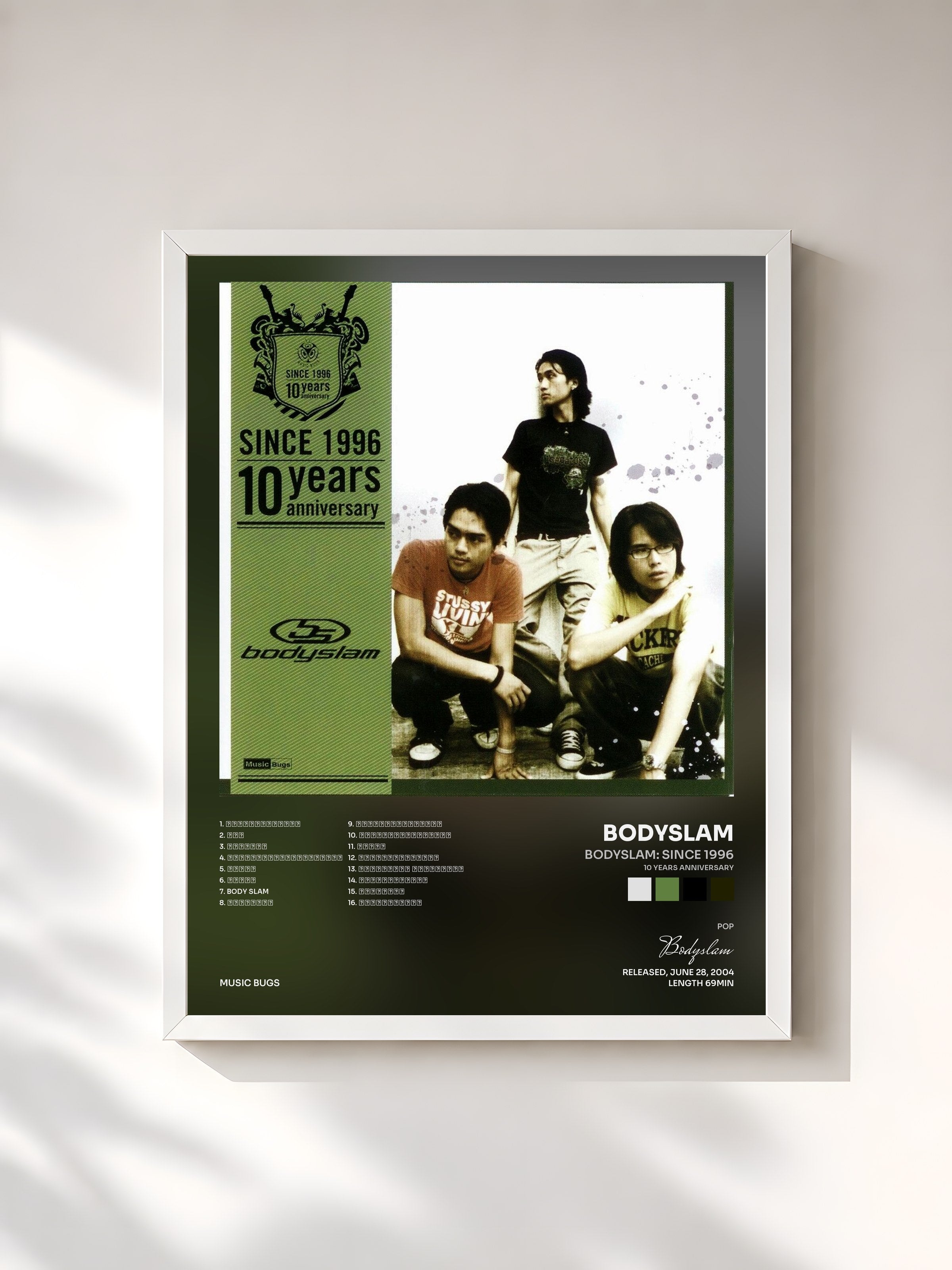 #blanc Tableau de l'album Bodyslam: Since 1996 (10 Years Anniversary) de Bodyslam, cadre blanc, imprimé et encadré en France