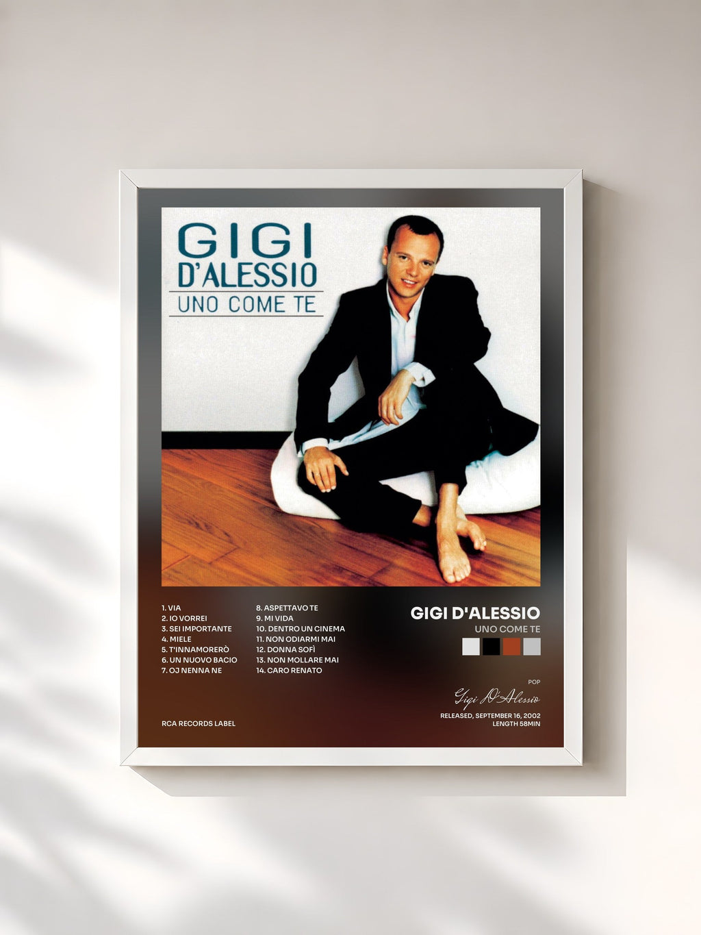 #blanc Uno Come Te von Gigi D'Alessio als gerahmter Kunstdruck, weißer Rahmen, gedruckt und gerahmt in Frankreich