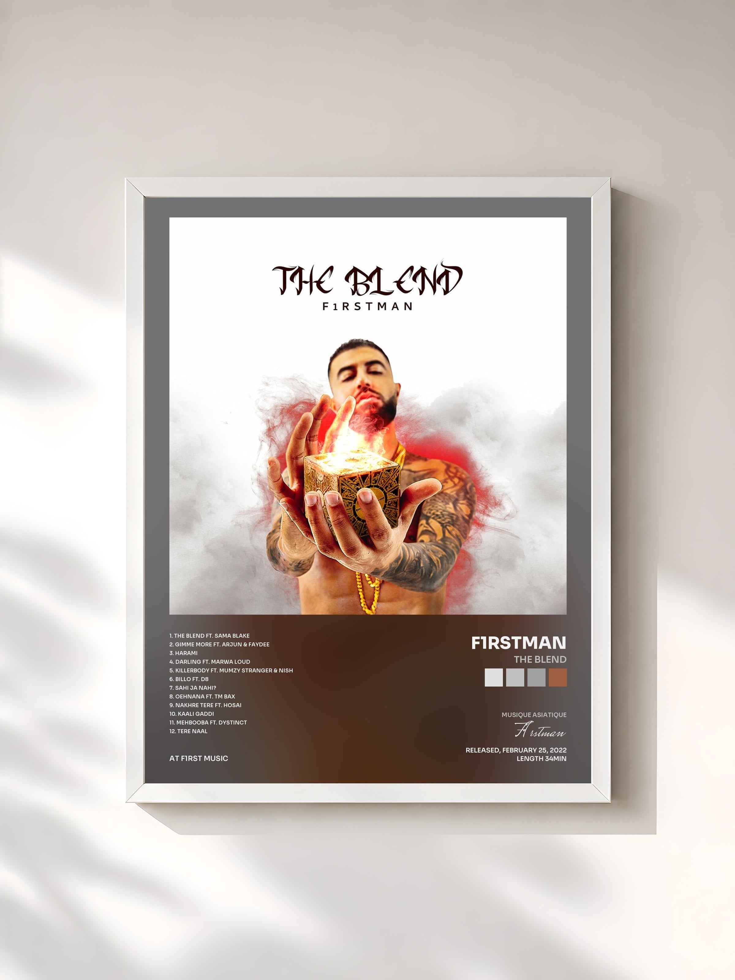 #blanc Tableau de l'album The Blend de F1rstman, cadre blanc, imprimé et encadré en France