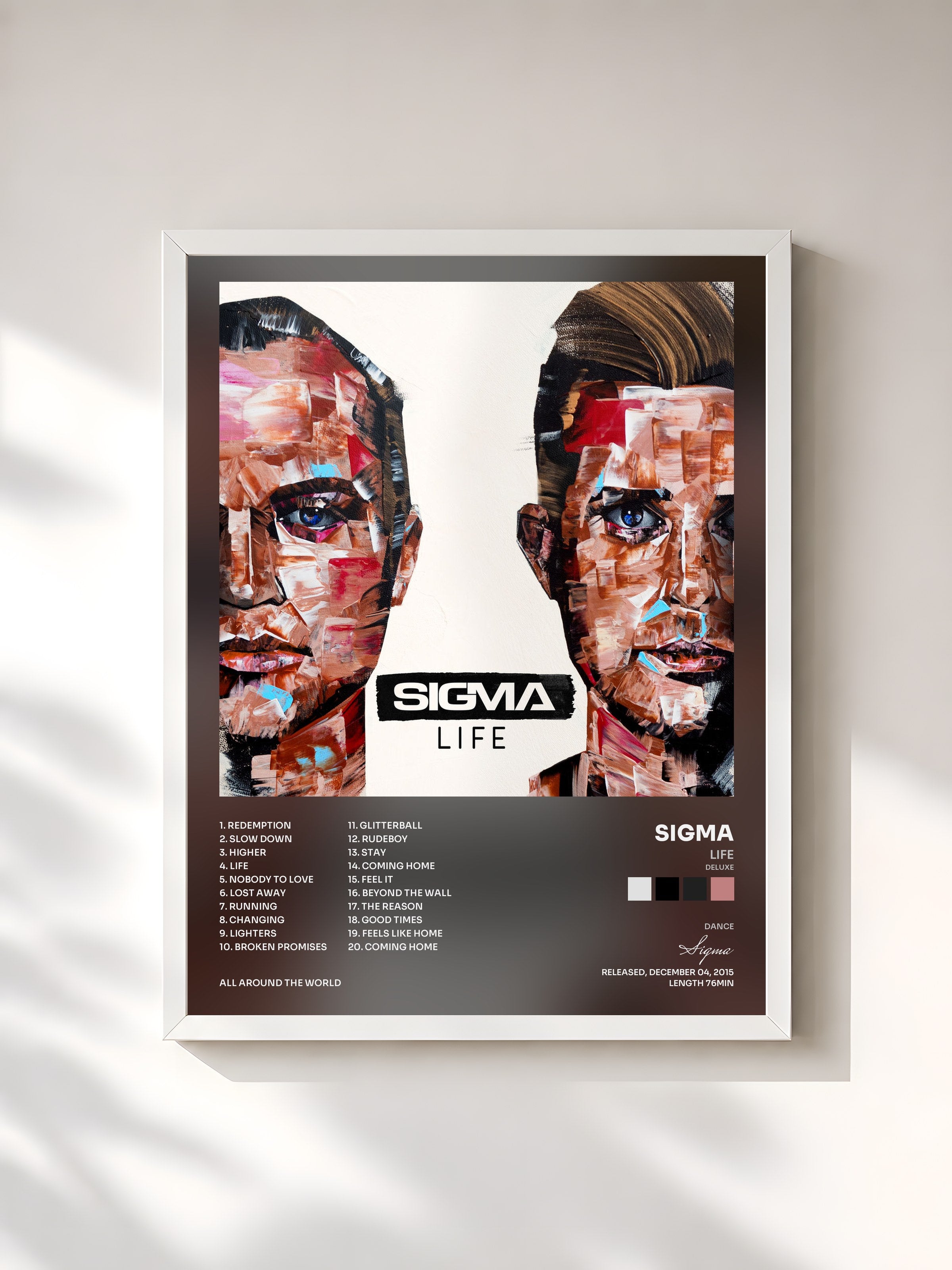 #blanc Tableau de l'album Life (Deluxe) de Sigma, cadre blanc, imprimé et encadré en France