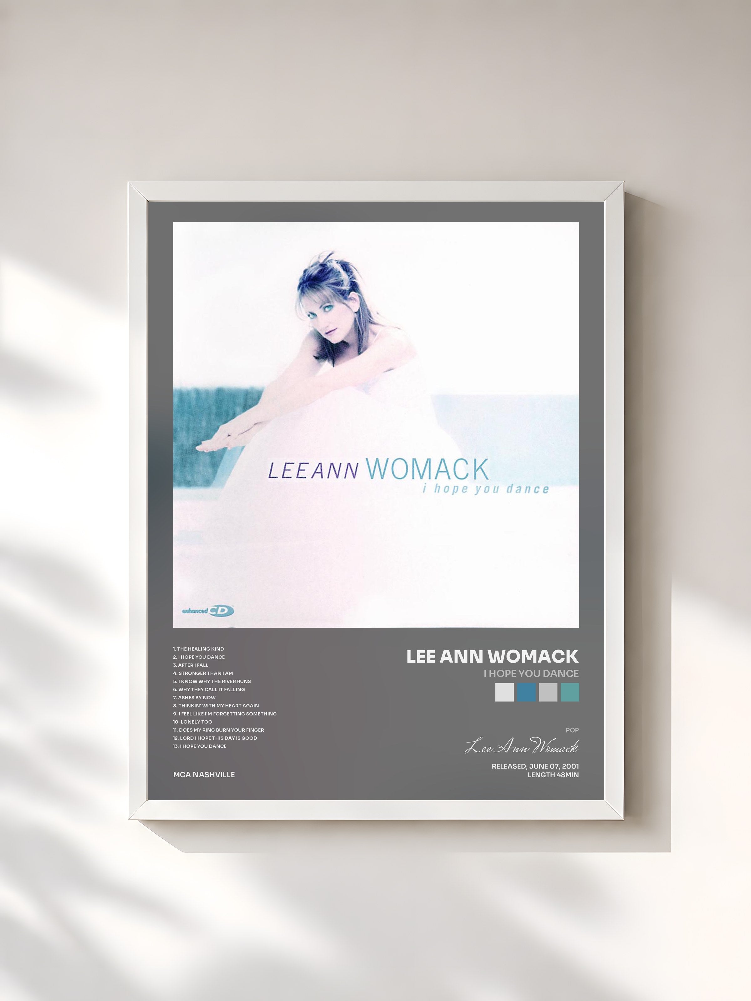 #blanc Tableau de l'album I Hope You Dance de Lee Ann Womack, cadre blanc, imprimé et encadré en France