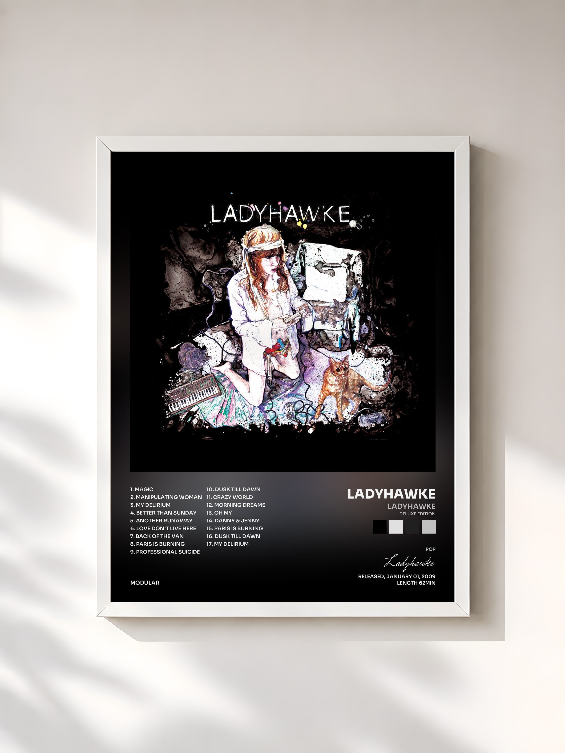 #blanc Tableau de l'album Ladyhawke (Deluxe Edition) de Ladyhawke, cadre blanc, imprimé et encadré en France