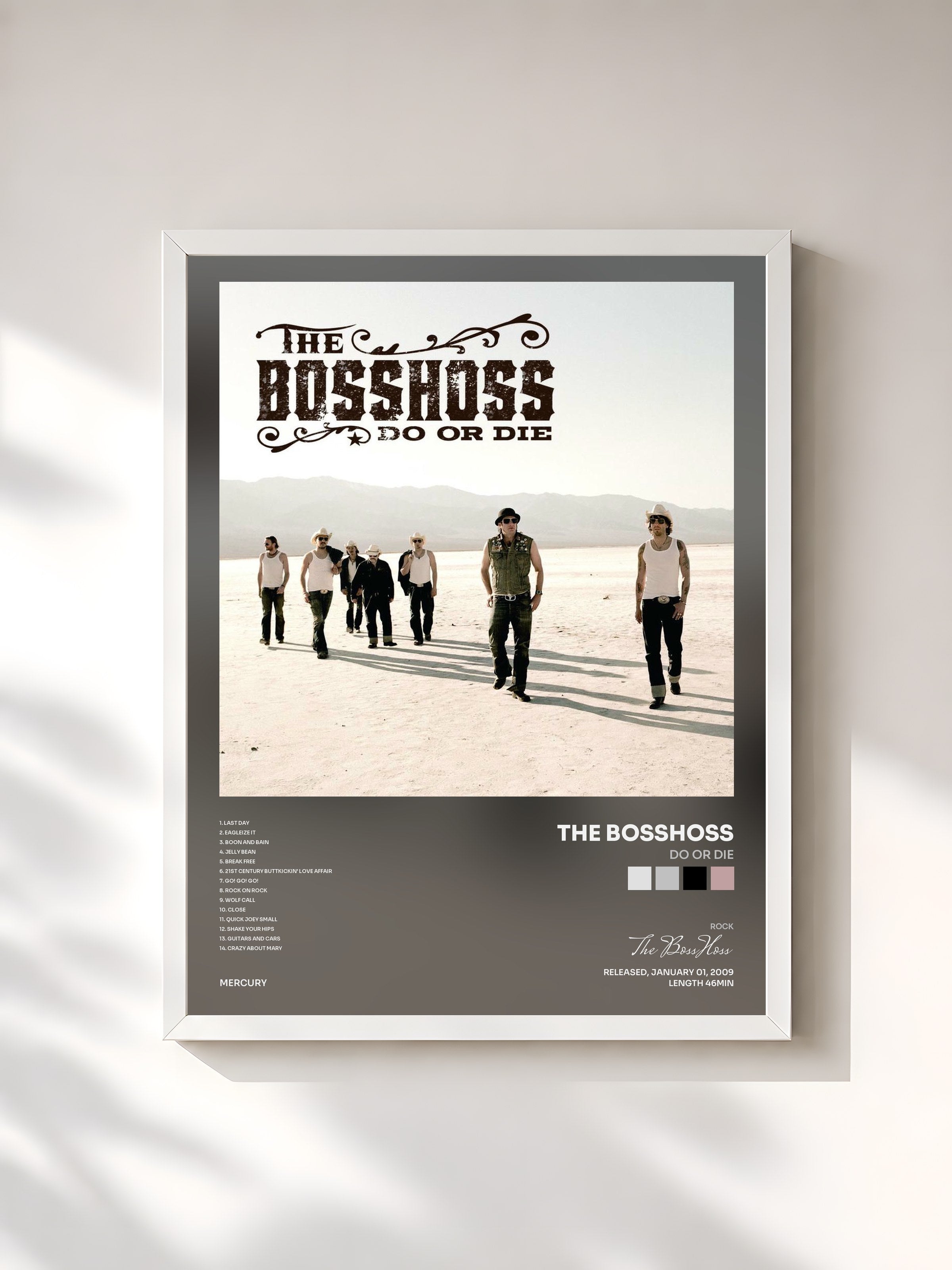 #blanc Tableau de l'album Do Or Die de The BossHoss, cadre blanc, imprimé et encadré en France