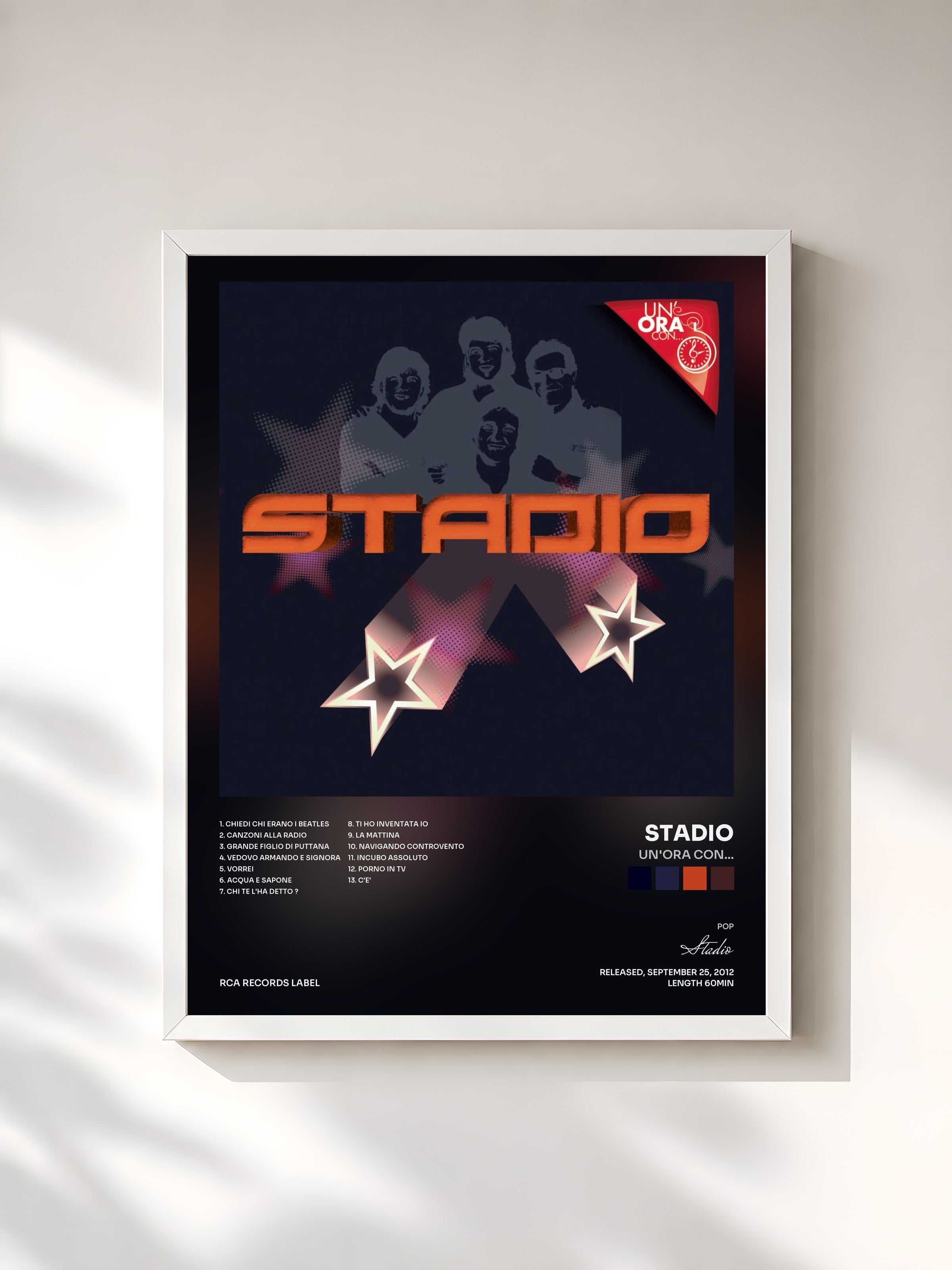 #blanc Tableau de l'album Un'ora con... de Stadio, cadre blanc, imprimé et encadré en France