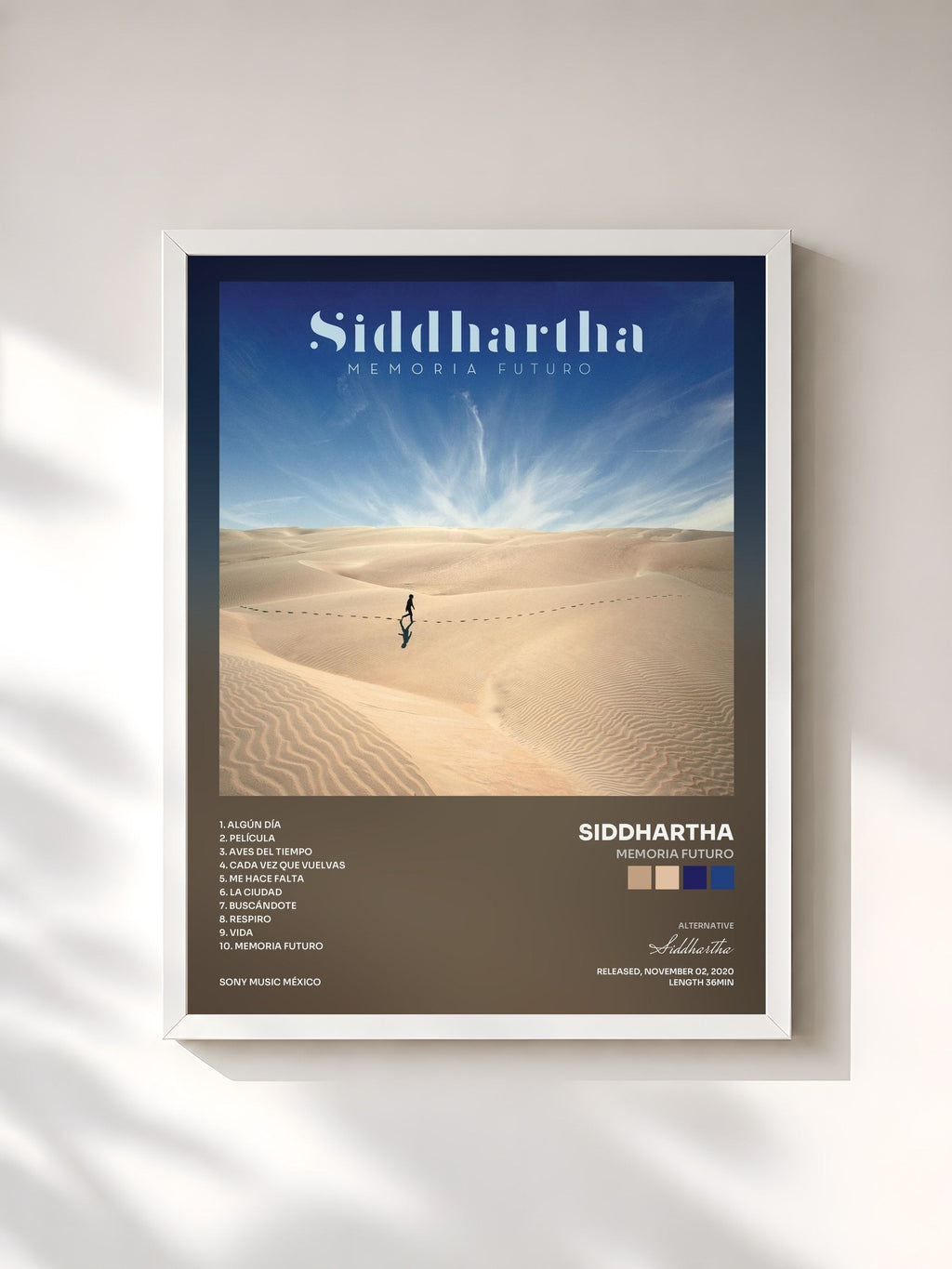 #blanc MEMORIA FUTURO de Siddhartha en lámina enmarcada, marco blanco, impresa y enmarcada en Francia
