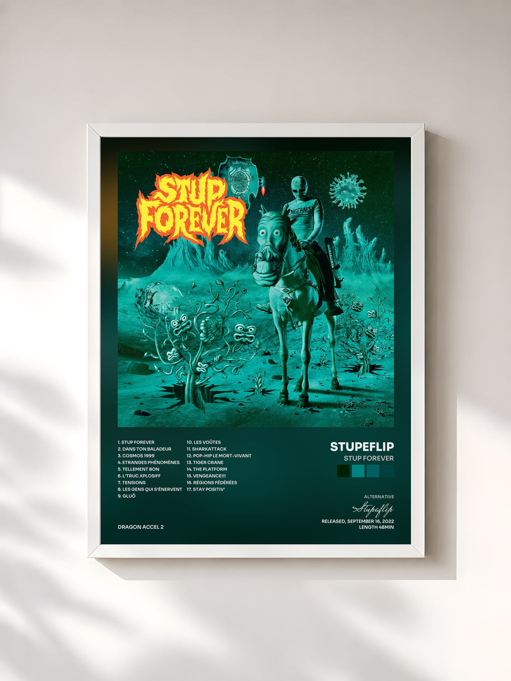 #blanc Tableau de l'album Stup Forever de Stupeflip, cadre blanc, imprimé et encadré en France