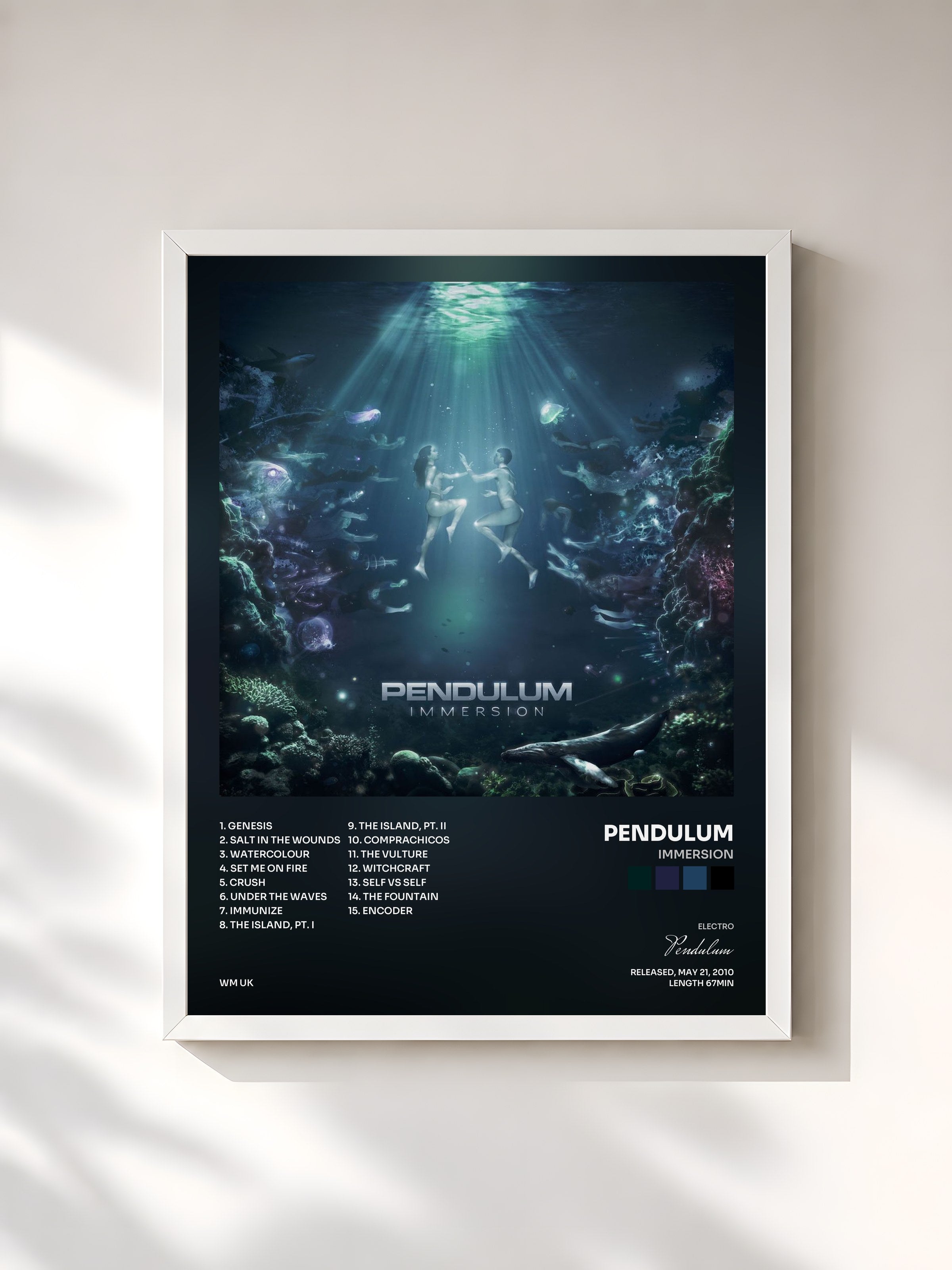 #blanc Tableau de l'album Immersion de Pendulum, cadre blanc, imprimé et encadré en France