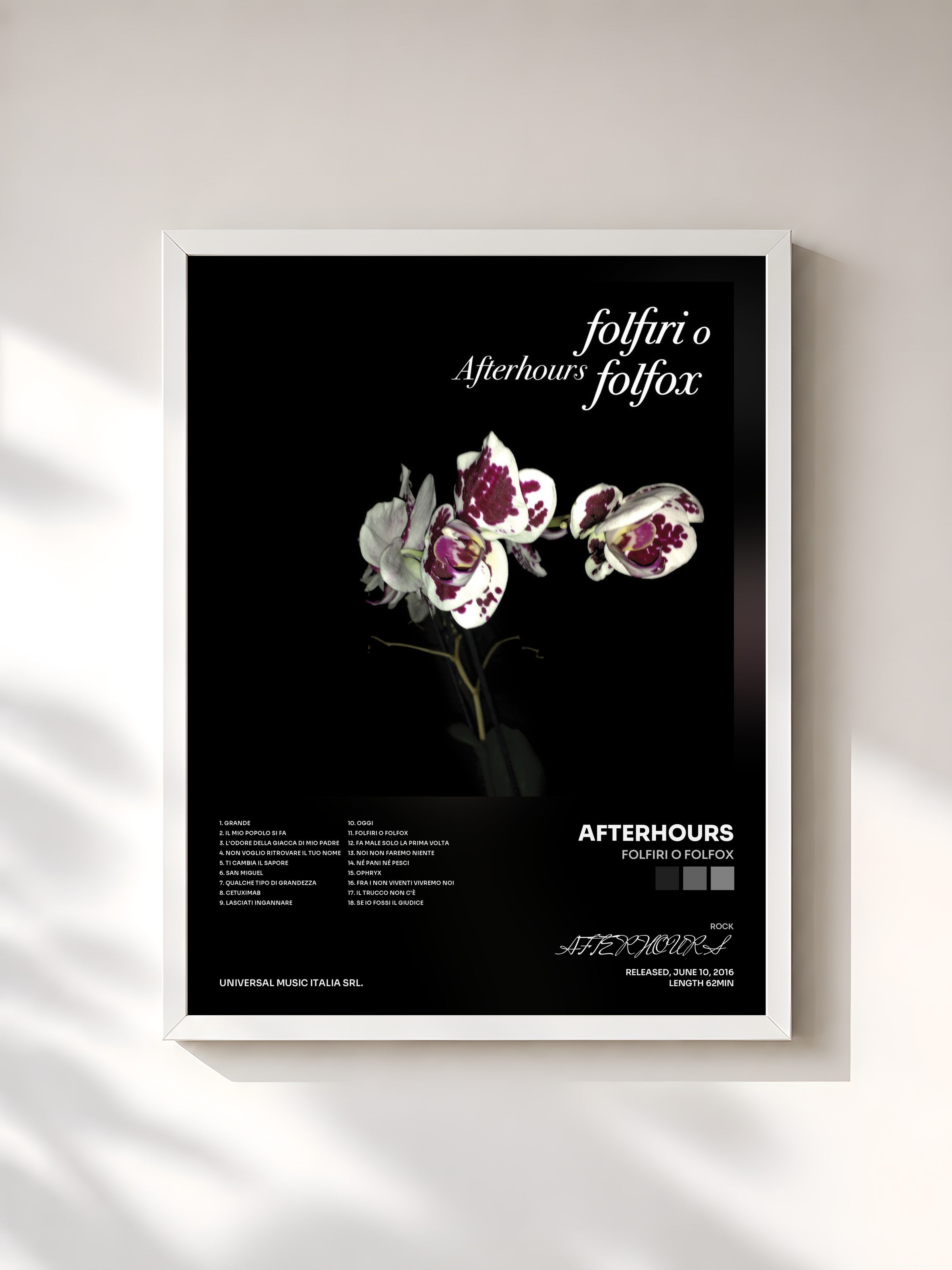 #blanc Tableau de l'album Folfiri o Folfox de AFTERHOURS, cadre blanc, imprimé et encadré en France