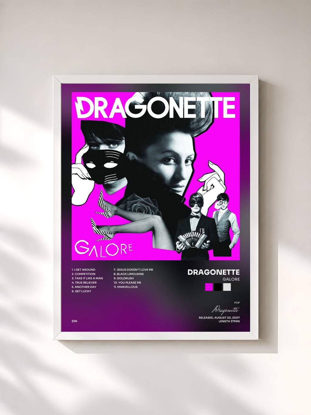 #blanc Tableau de l'album Galore de Dragonette, cadre blanc, imprimé et encadré en France