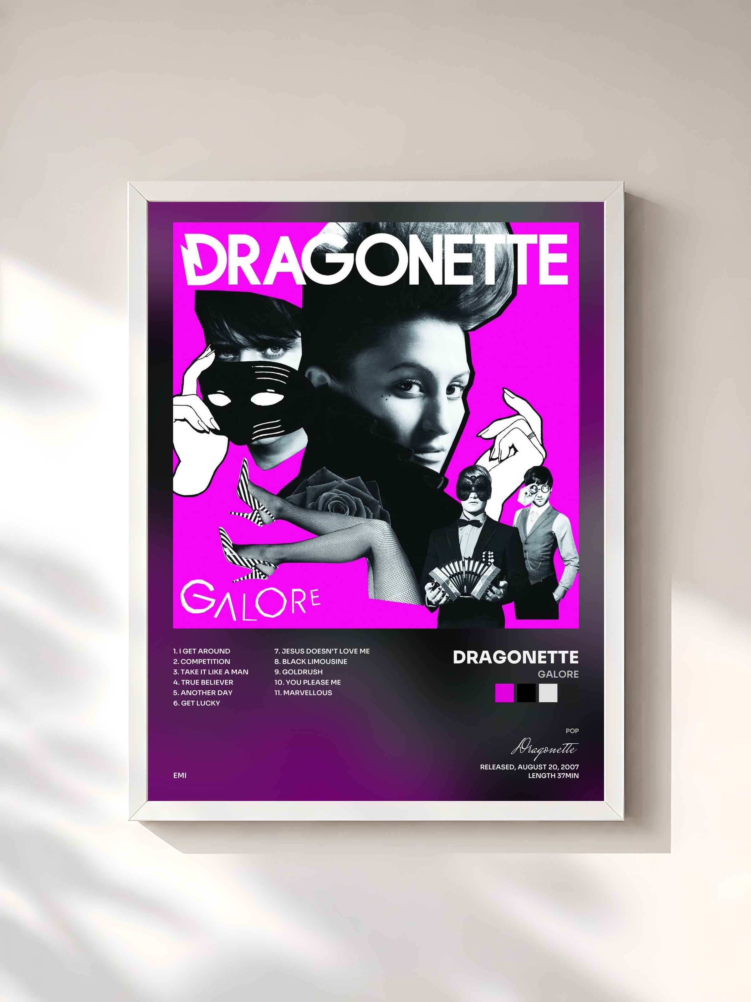 #blanc Tableau de l'album Galore de Dragonette, cadre blanc, imprimé et encadré en France
