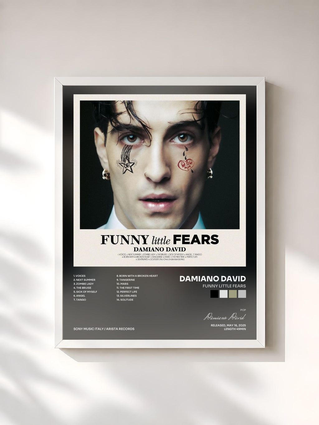 #blanc FUNNY little FEARS di Damiano David in stampa incorniciata, cornice bianca, stampata e incorniciata in Francia