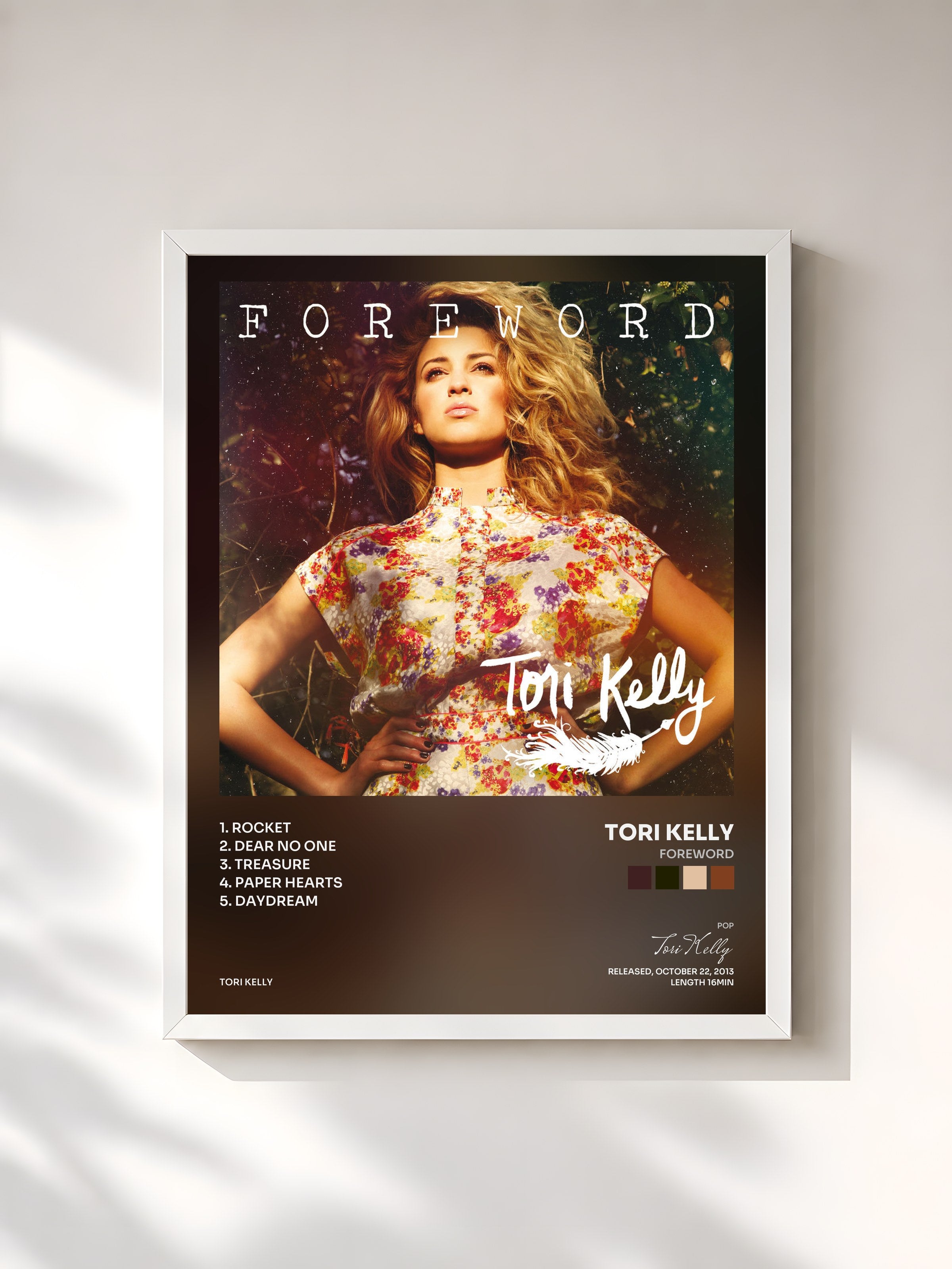 #blanc Tableau de l'album Foreword de Tori Kelly, cadre blanc, imprimé et encadré en France