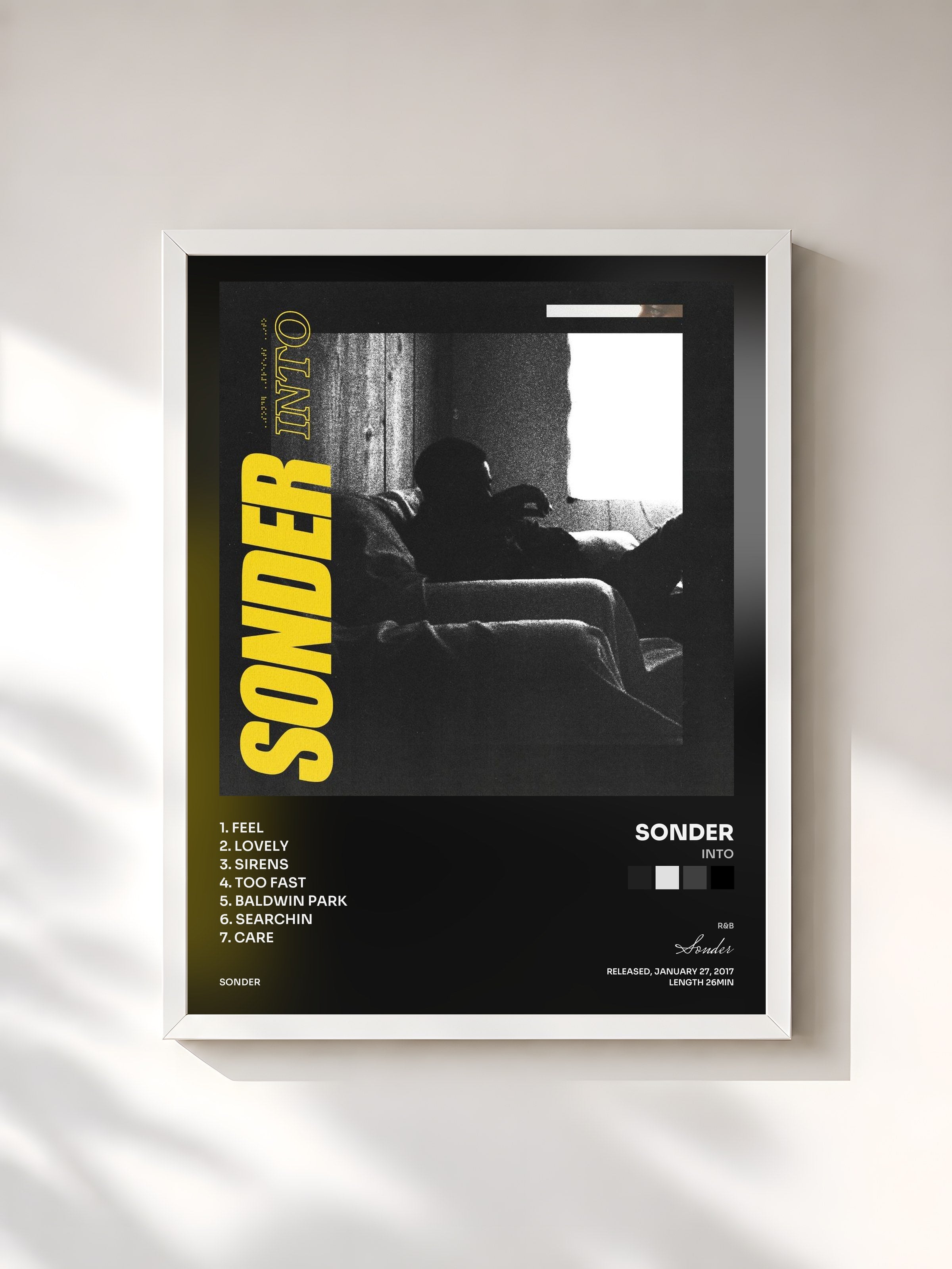 #blanc Tableau de l'album Into de Sonder, cadre blanc, imprimé et encadré en France