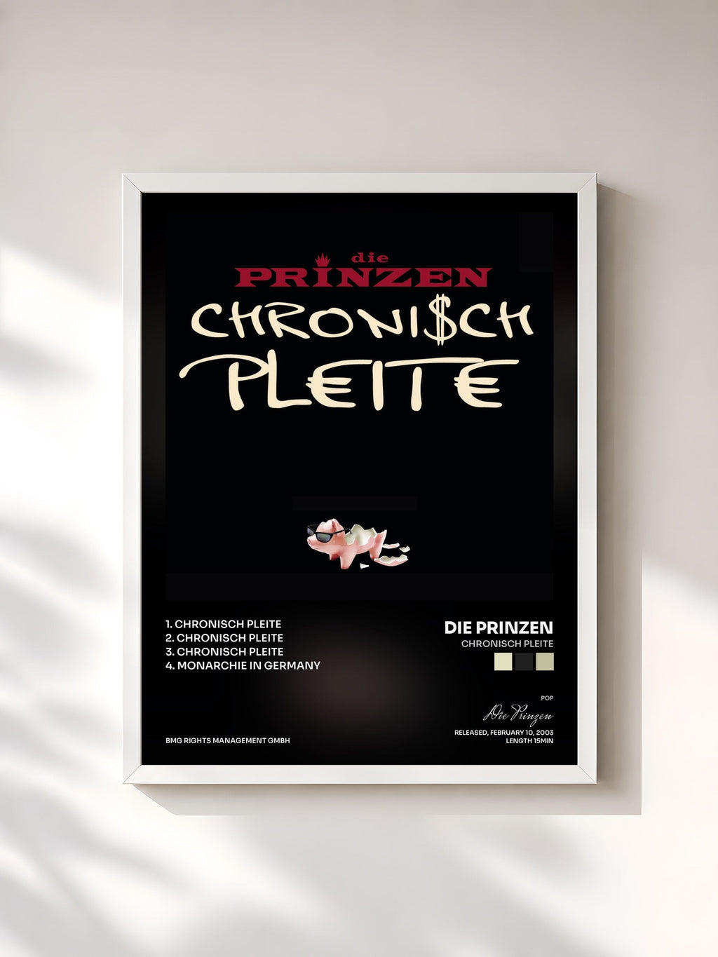 #blanc Chronisch Pleite von Die Prinzen als gerahmter Kunstdruck, weißer Rahmen, gedruckt und gerahmt in Frankreich