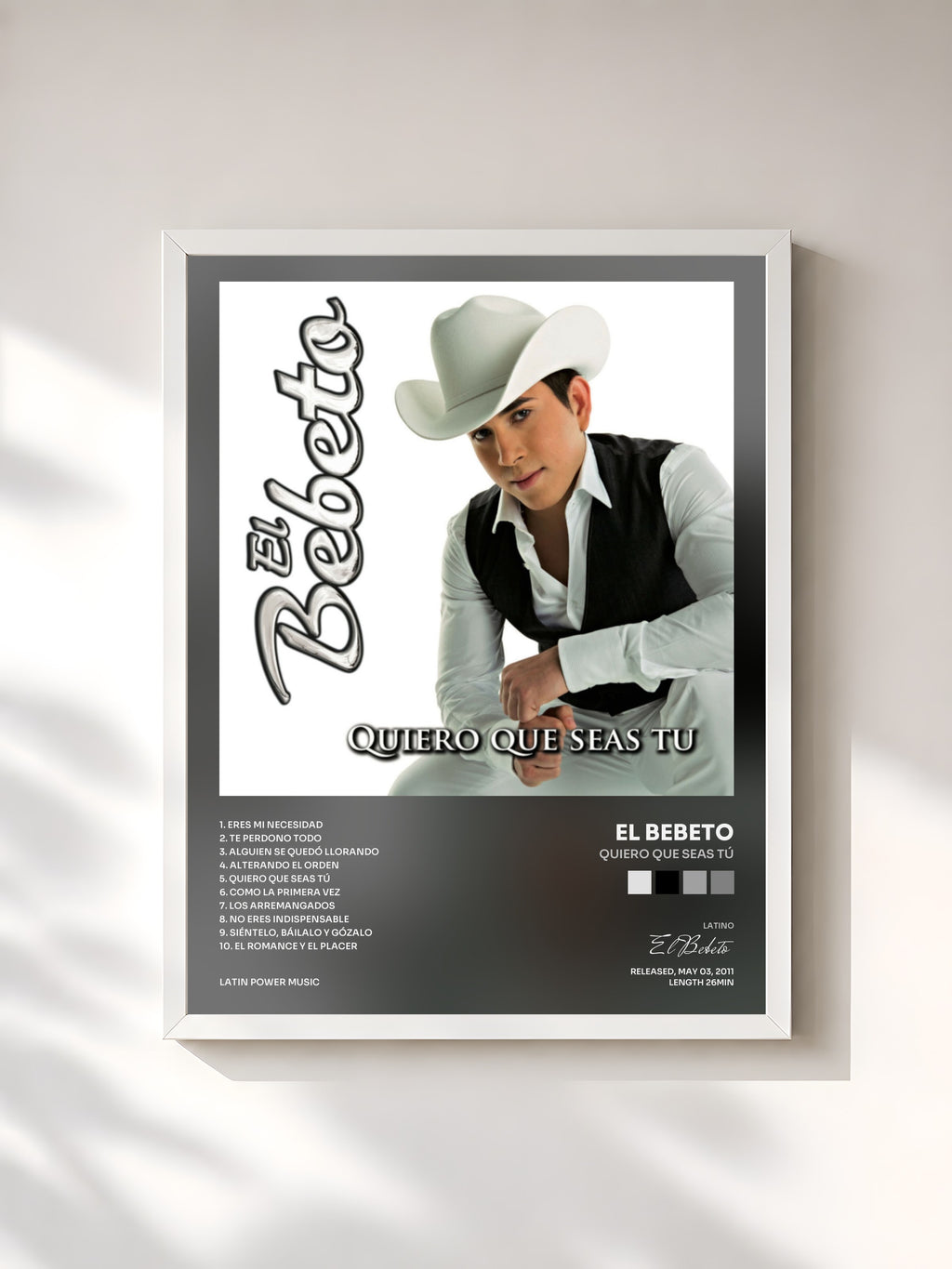 #blanc Quiero Que Seas Tú by El Bebeto as a framed art print, white frame, printed and framed in France