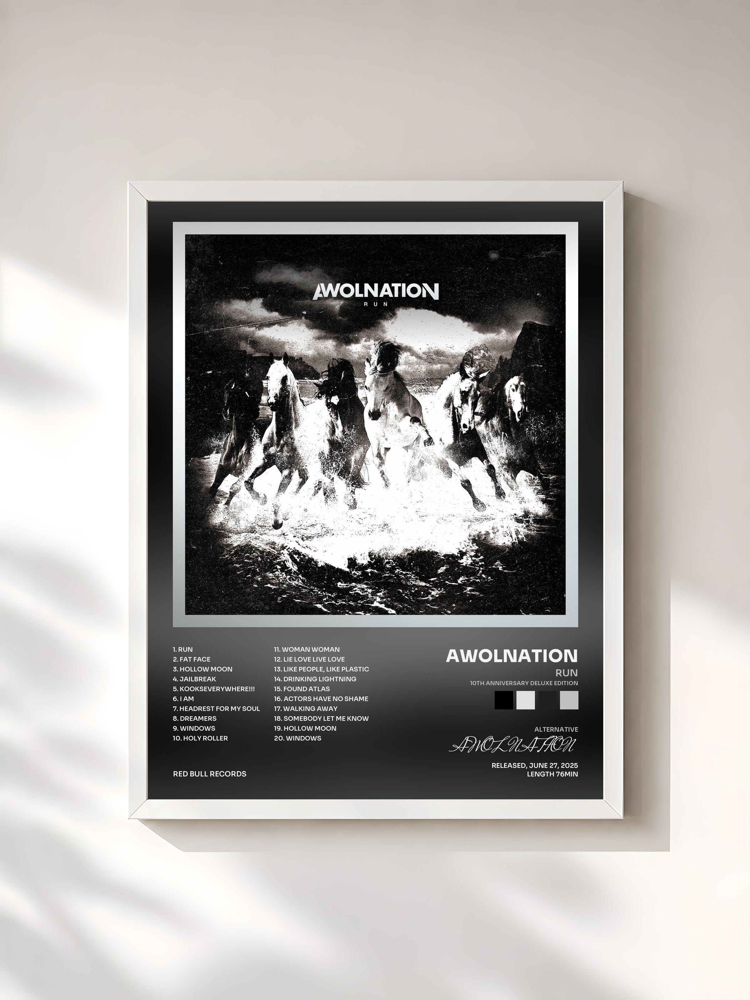 #blanc Tableau de l'album Run (10th Anniversary Deluxe Edition) de AWOLNATION, cadre blanc, imprimé et encadré en France