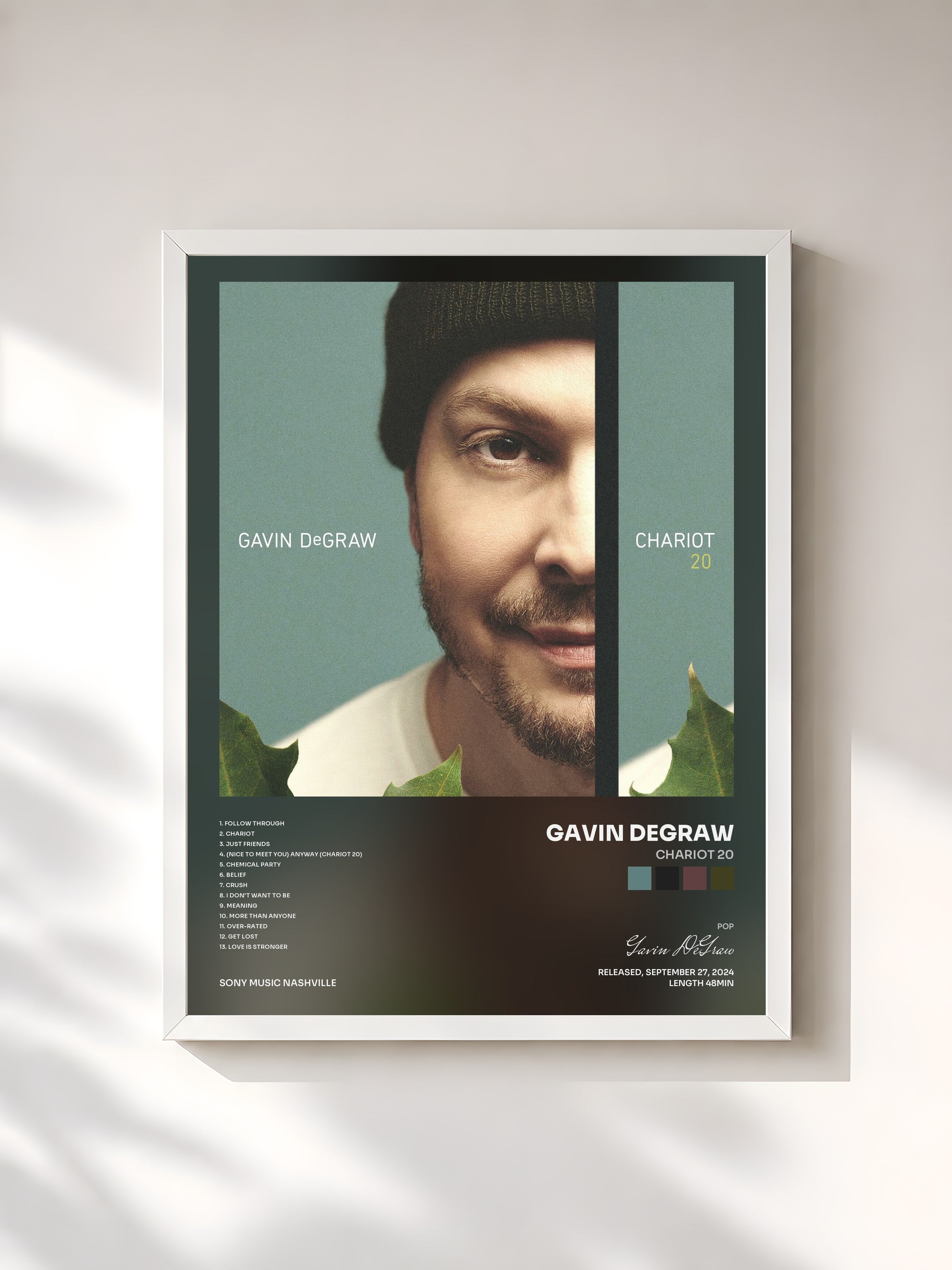 #blanc Tableau de l'album Chariot 20 de Gavin DeGraw, cadre blanc, imprimé et encadré en France