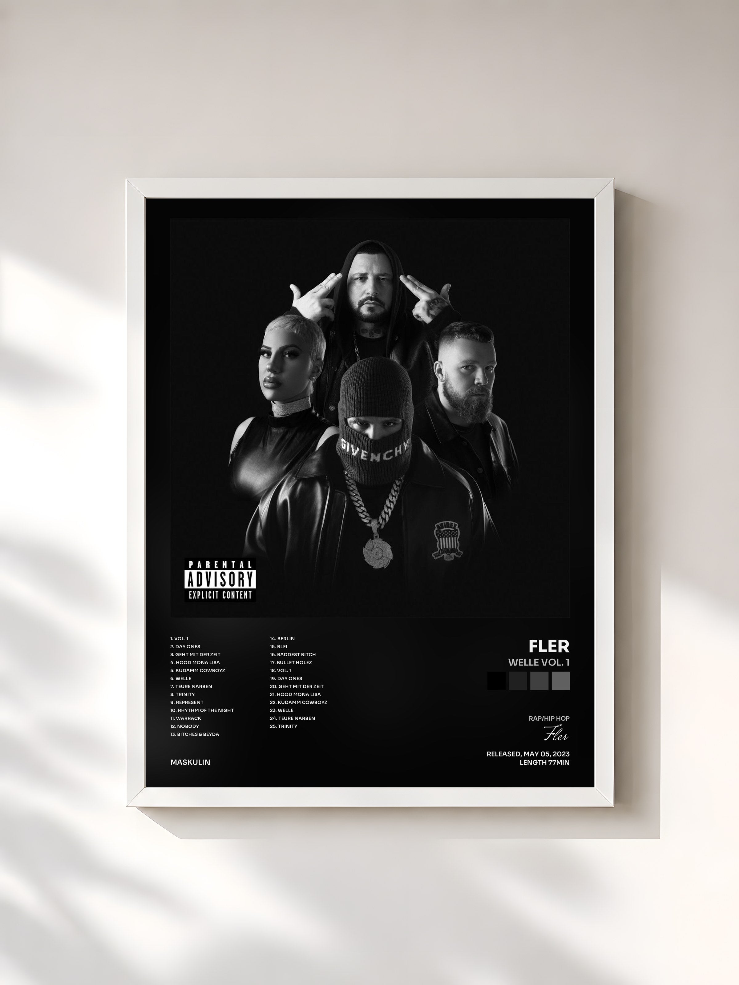 #blanc Tableau de l'album Welle Vol. 1 de Fler, cadre blanc, imprimé et encadré en France