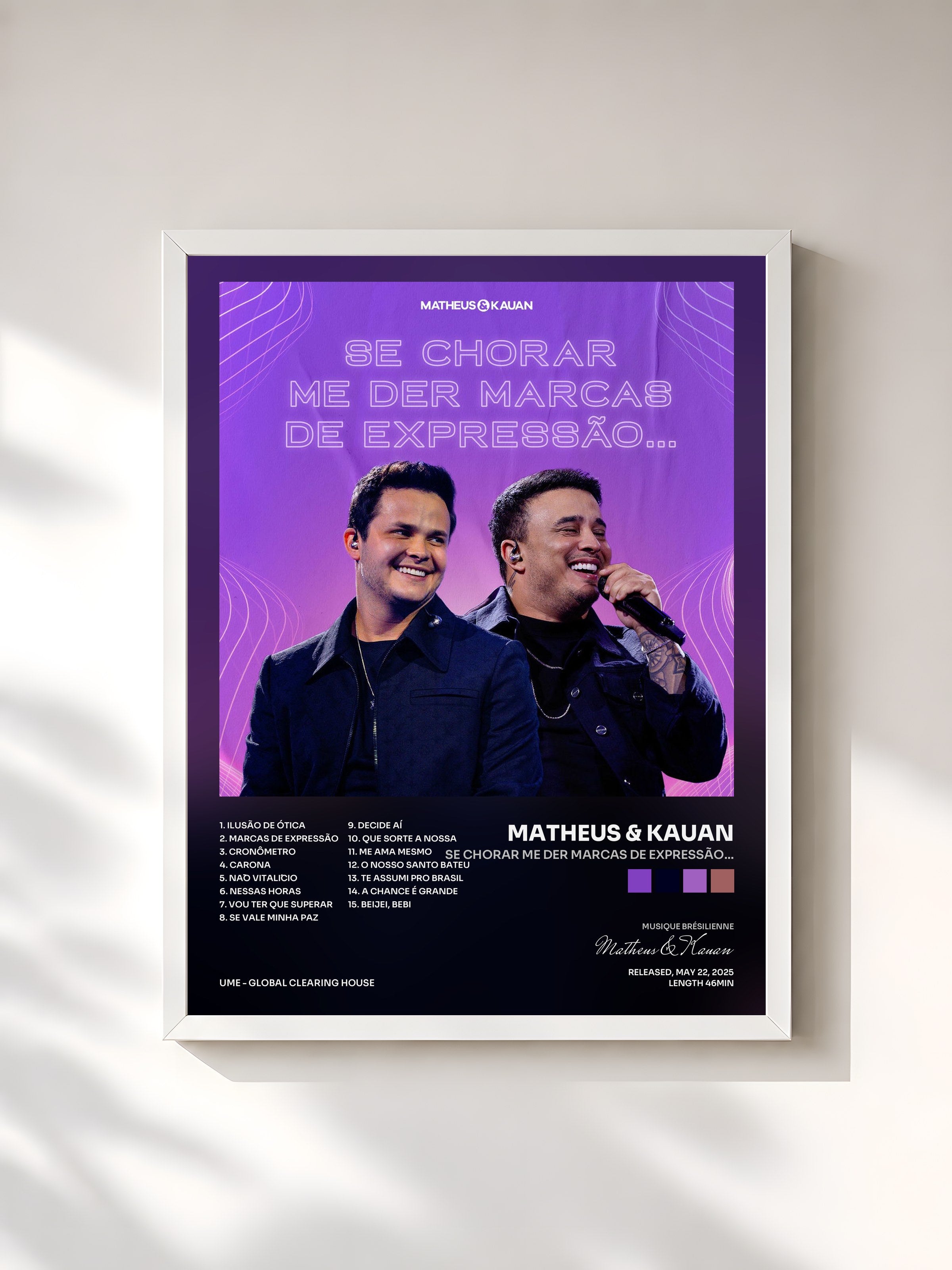 #blanc Tableau de l'album Se chorar me der marcas de expressão… de Matheus & Kauan, cadre blanc, imprimé et encadré en France