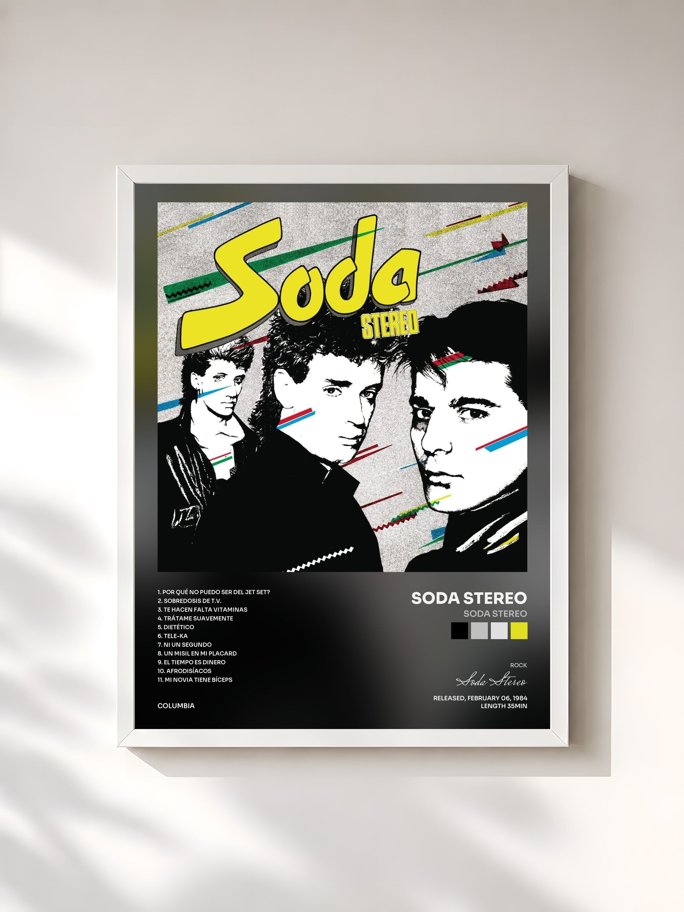 #blanc Tableau de l'album Soda Stereo de Soda Stereo, cadre blanc, imprimé et encadré en France