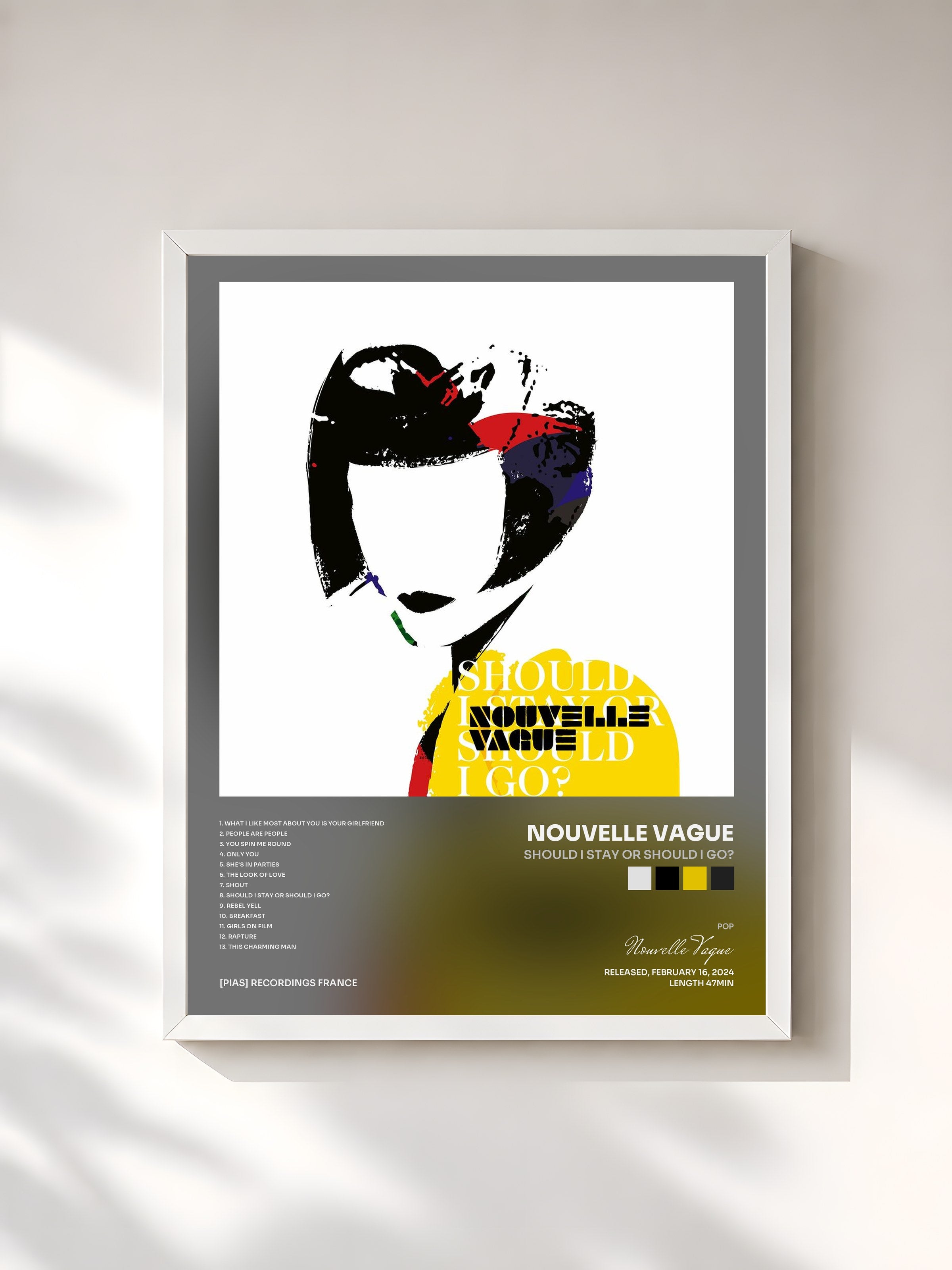 #blanc Tableau de l'album Should I Stay or Should I Go? de Nouvelle Vague, cadre blanc, imprimé et encadré en France