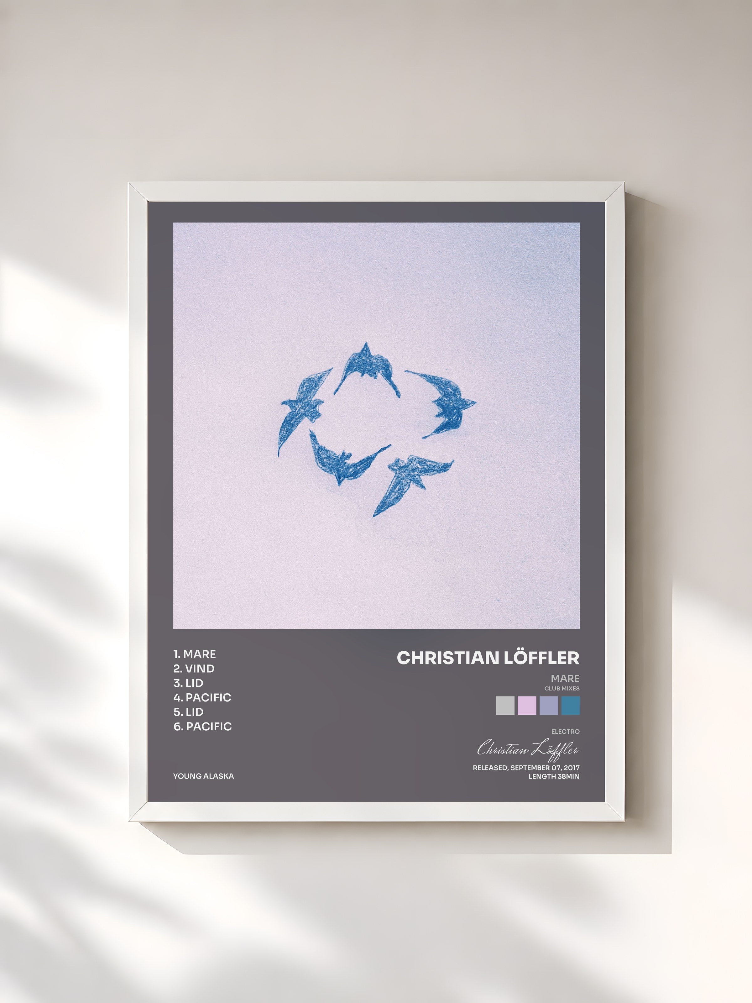 #blanc Tableau de l'album Mare (Club Mixes) de Christian Löffler, cadre blanc, imprimé et encadré en France