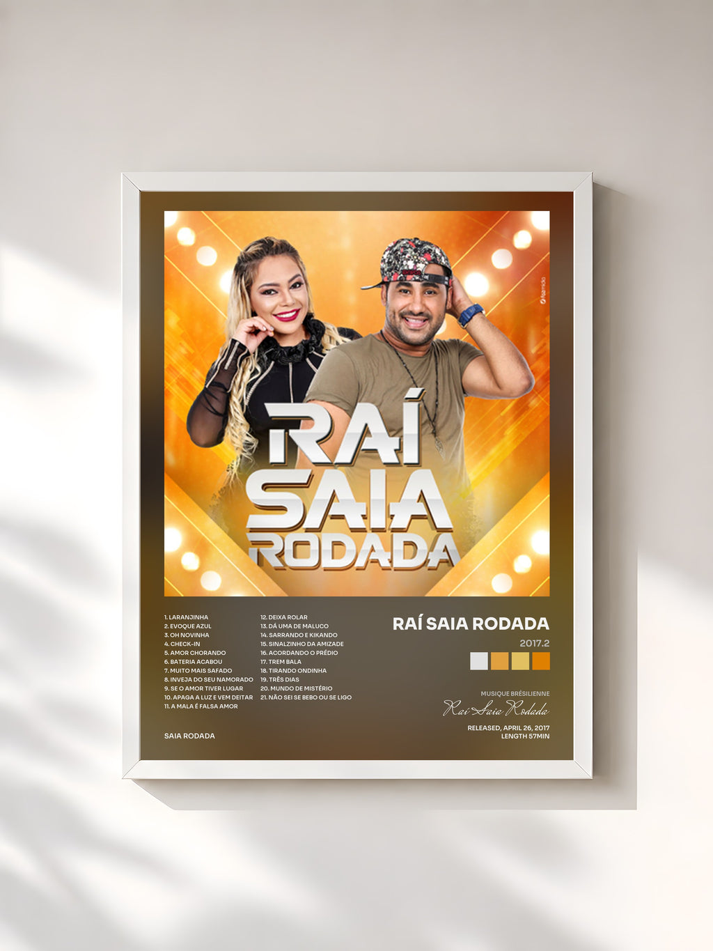 #blanc Tableau de l'album 2017.2 de Raí Saia Rodada, cadre blanc, imprimé et encadré en France