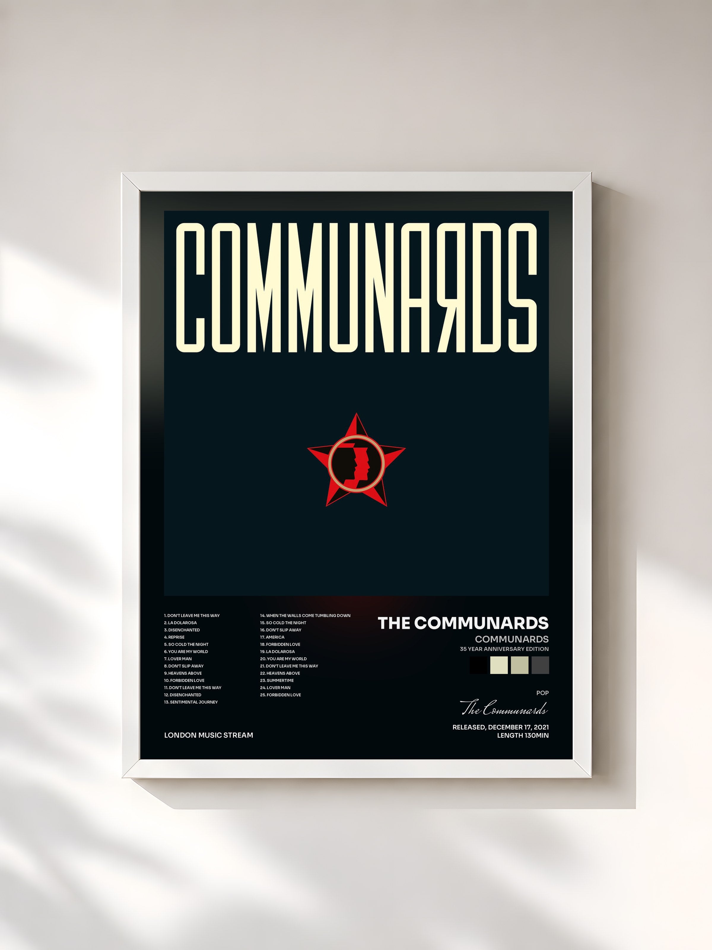 #blanc Tableau de l'album Communards (35 Year Anniversary Edition) de The Communards, cadre blanc, imprimé et encadré en France