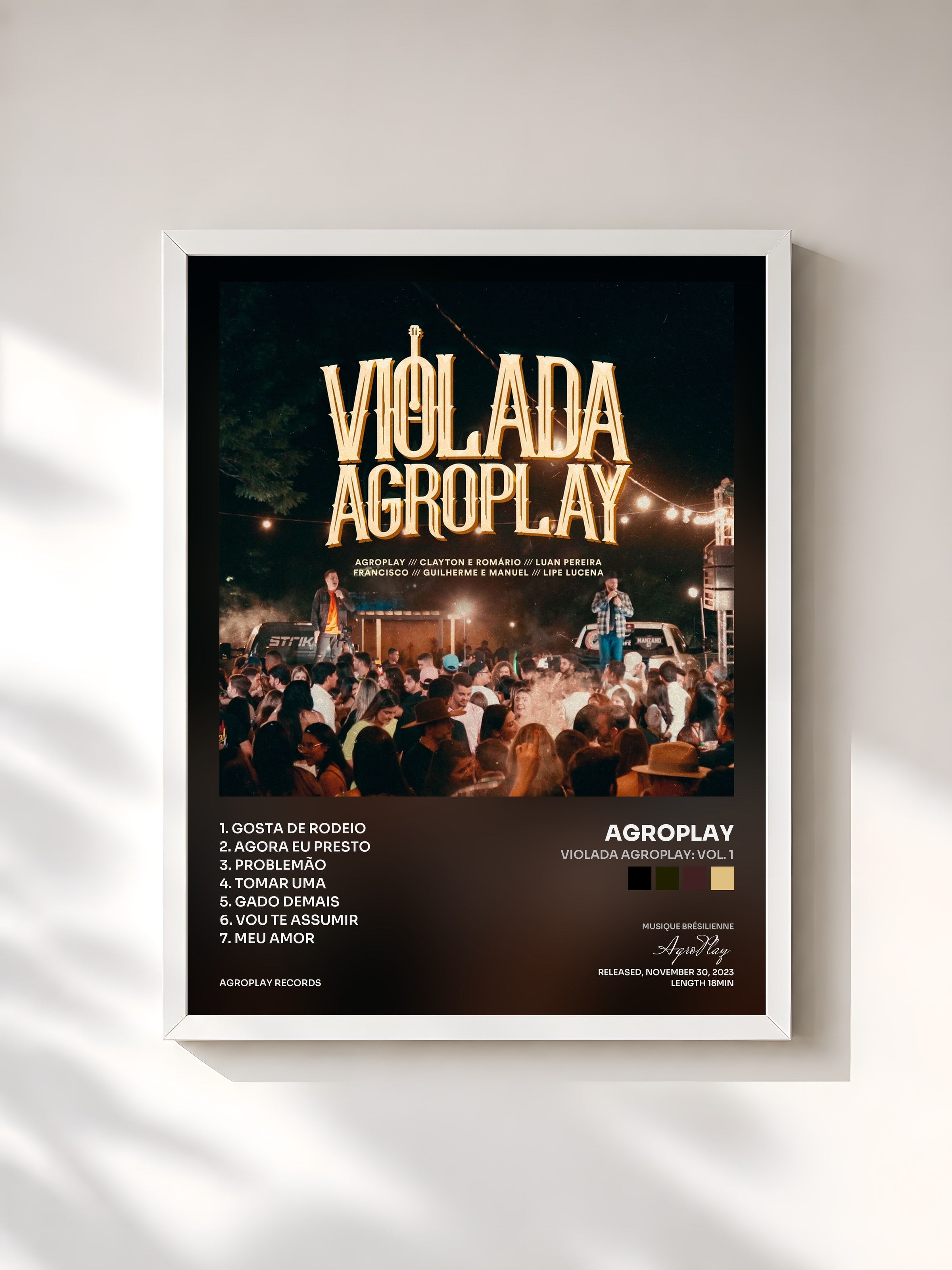 #blanc Tableau de l'album Violada Agroplay: Vol. 1 de AgroPlay, cadre blanc, imprimé et encadré en France