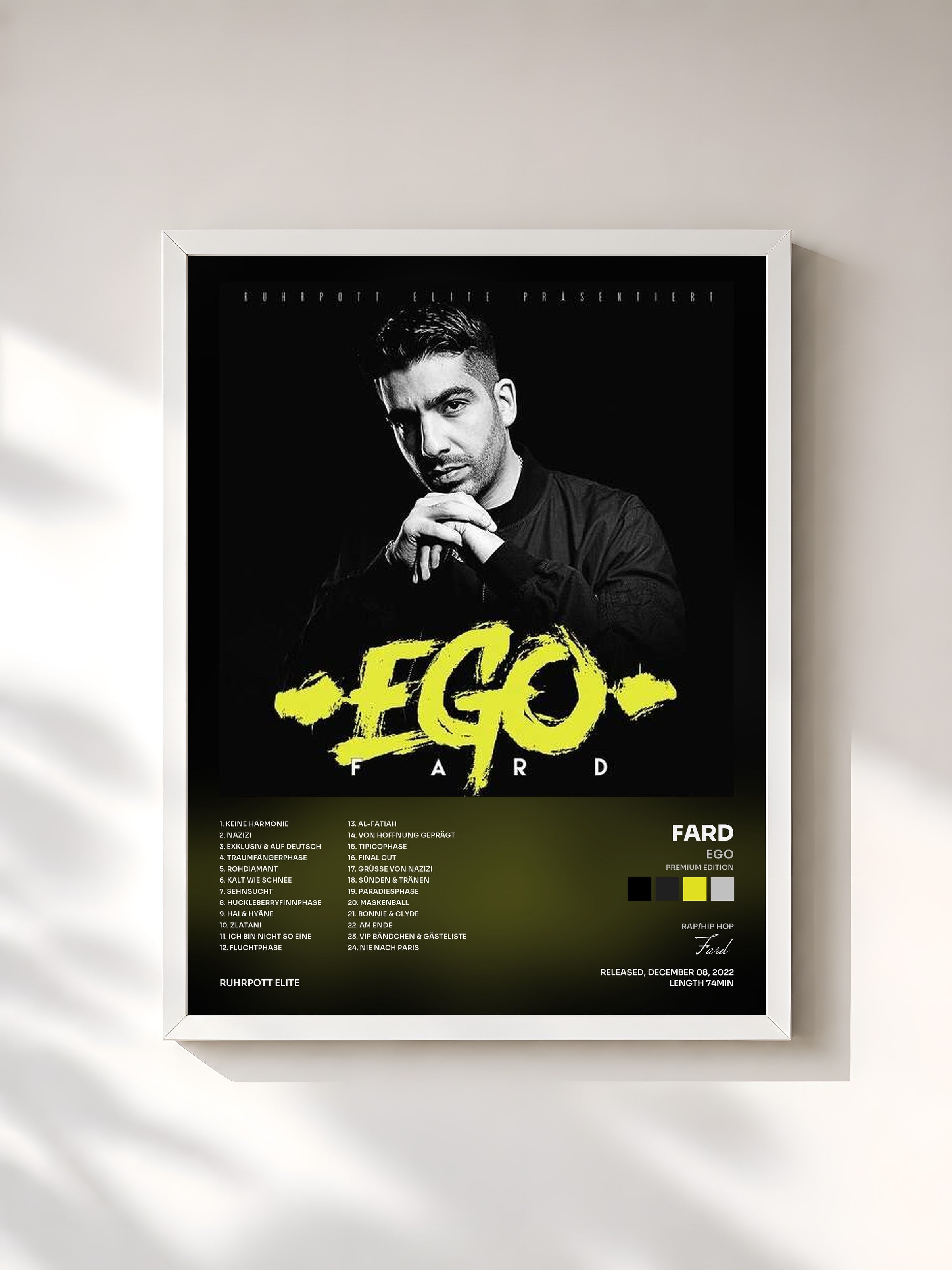 #blanc Tableau de l'album Ego (Premium Edition) de Fard, cadre blanc, imprimé et encadré en France