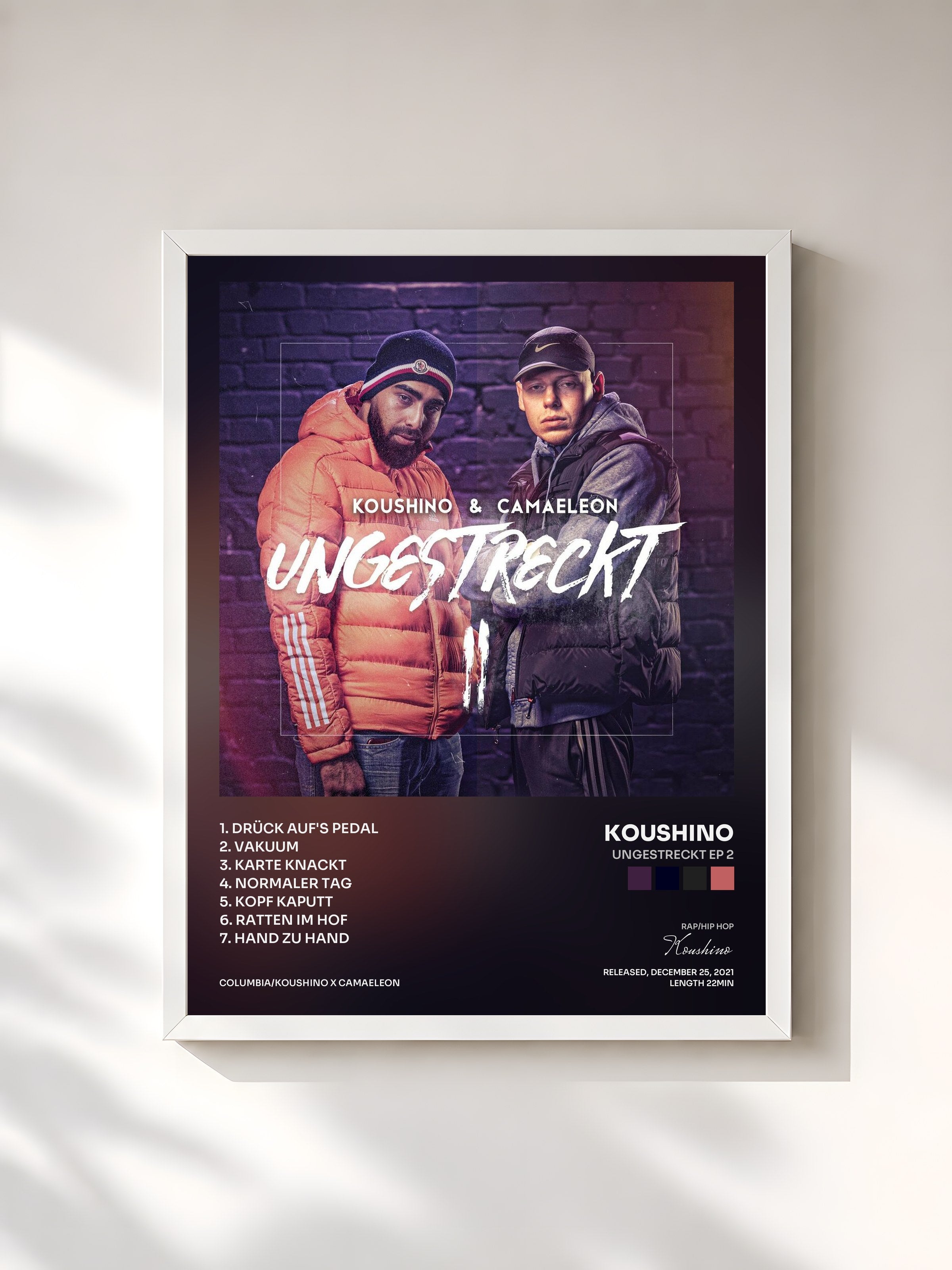 #blanc Tableau de l'album Ungestreckt EP 2 de Koushino, cadre blanc, imprimé et encadré en France